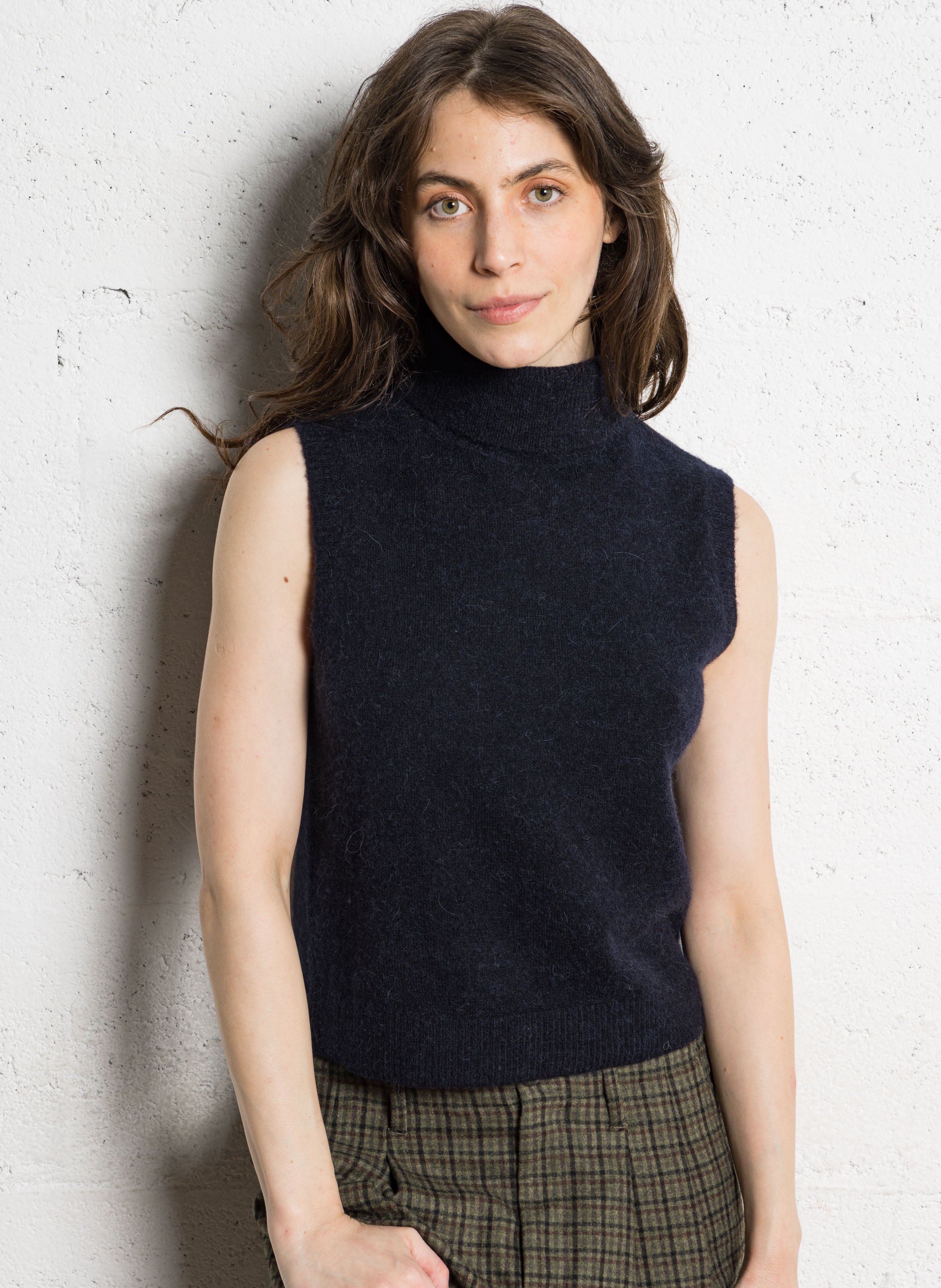 Straight wool-blend polo neck sweater PETITE MENDIGOTE Blue