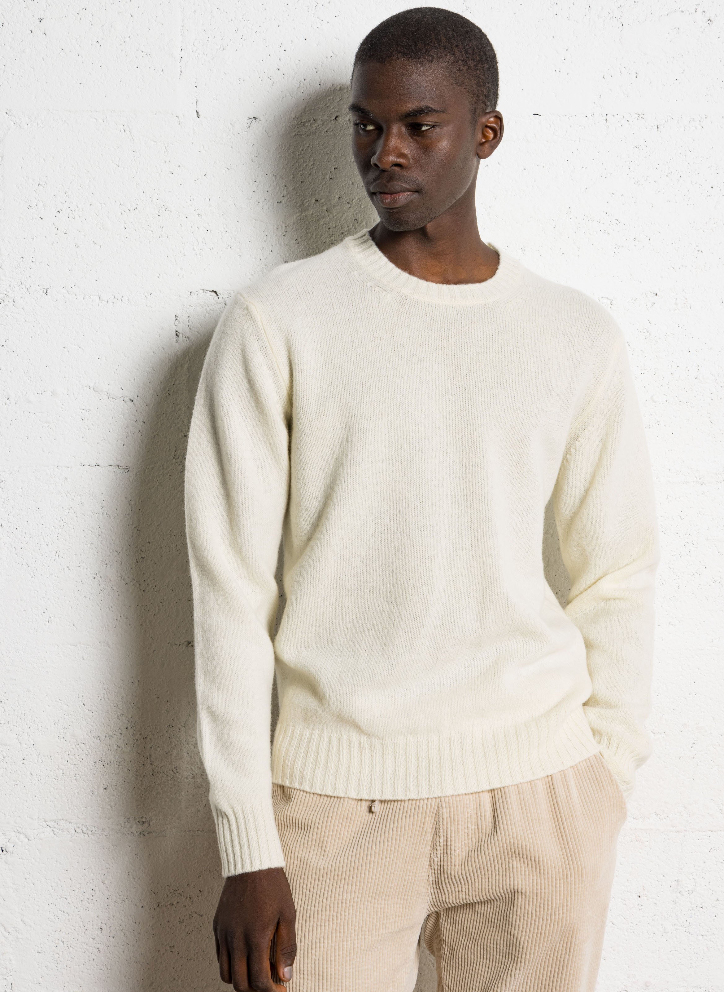 Pull droit col rond en laine HARTFORD Blanc