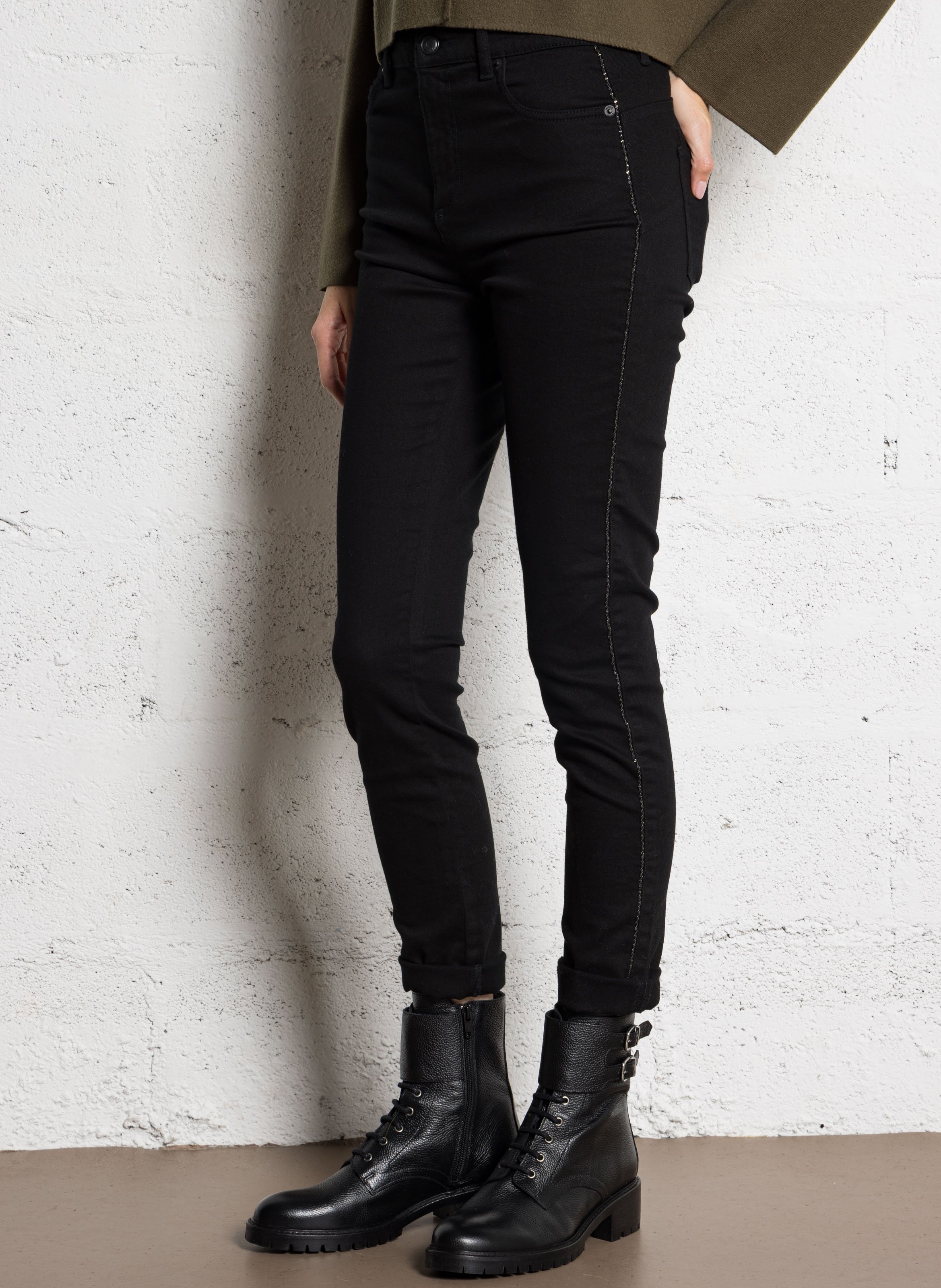 Jean droit en coton IKKS Noir