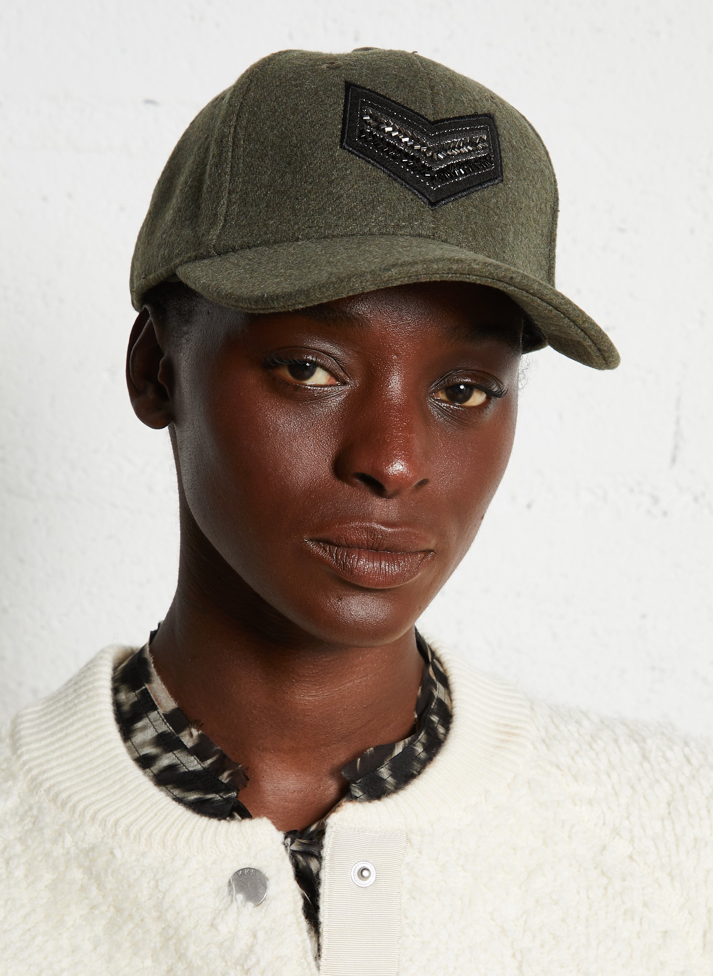 Solid cap with chevron embroidery IKKS Khaki