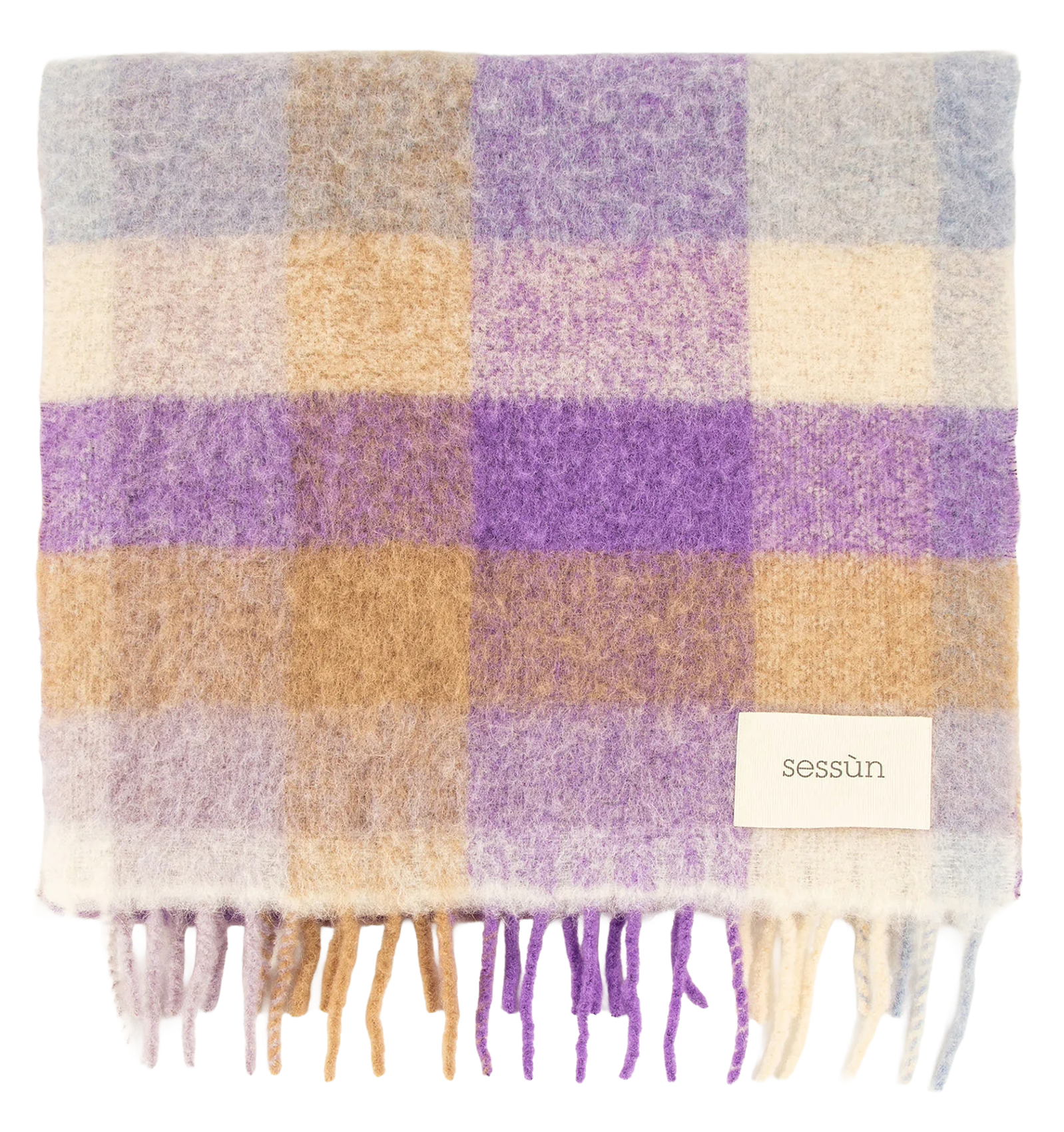 Fransenschal mit Karomuster aus Wollmischung SESSUN