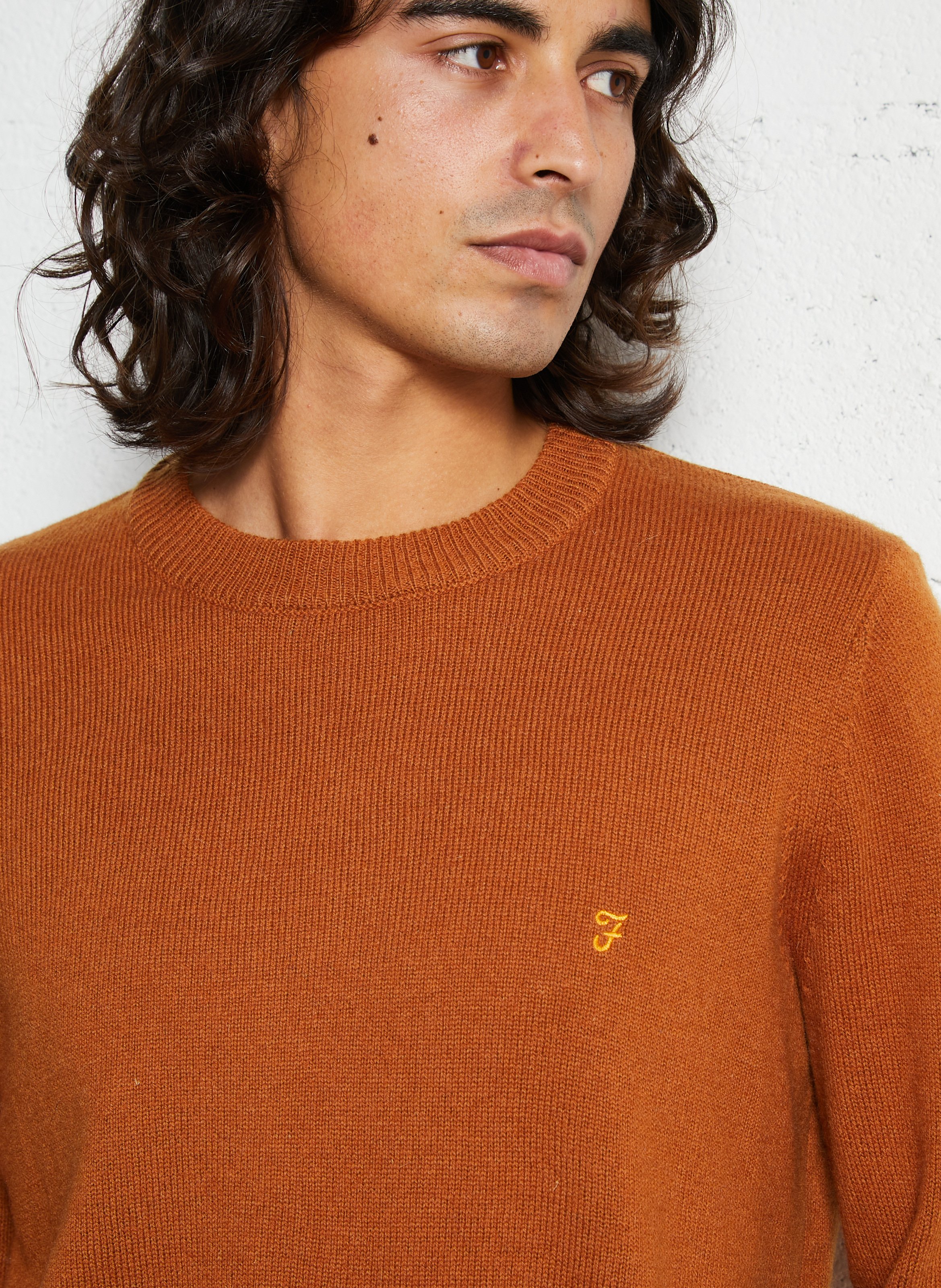 Pull droit col rond en laine FARAH Marron