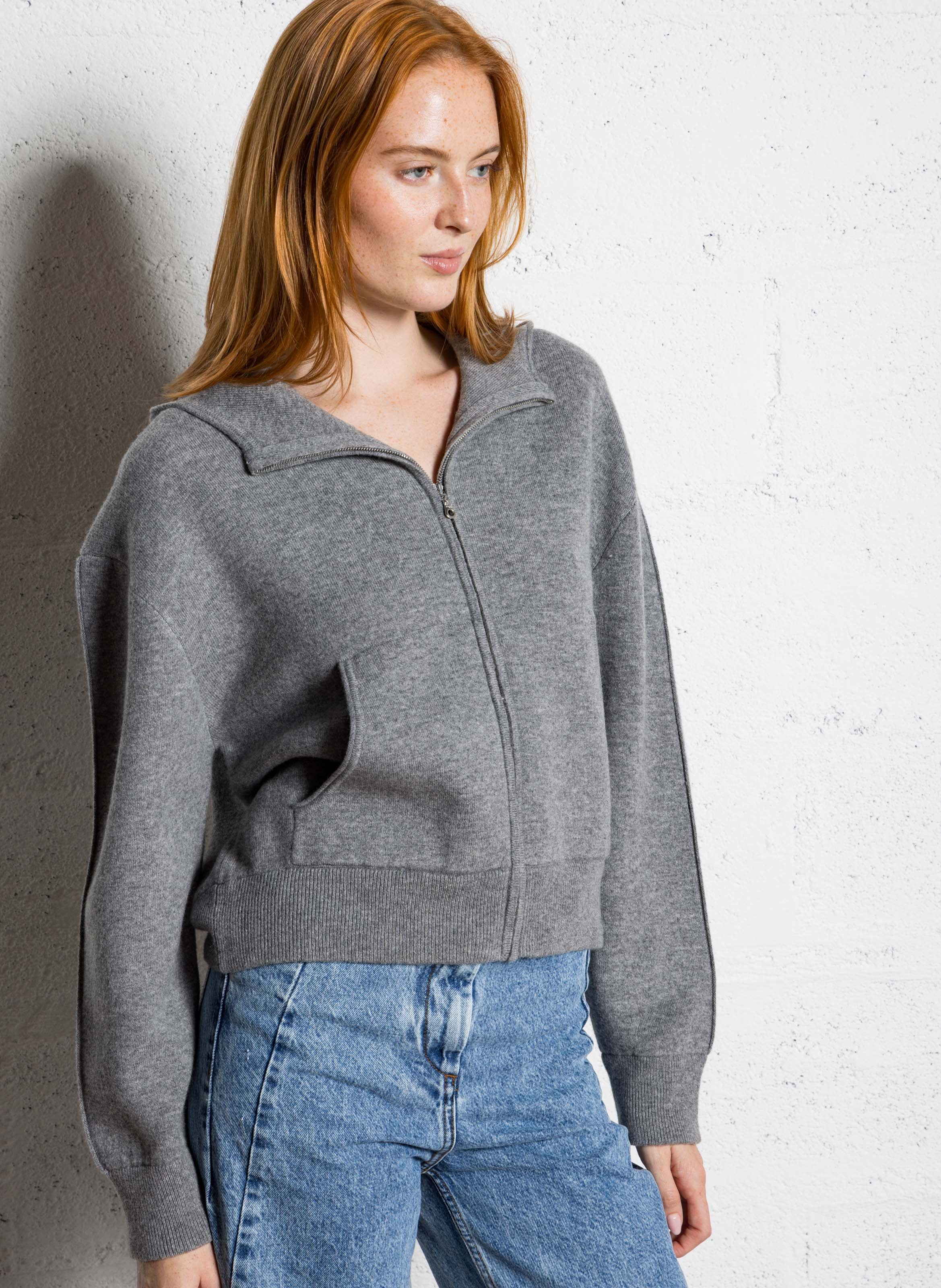 Oversize Kapuzenpullover aus Wolle und Kaschmir MARGAUX LONNBERG Silber