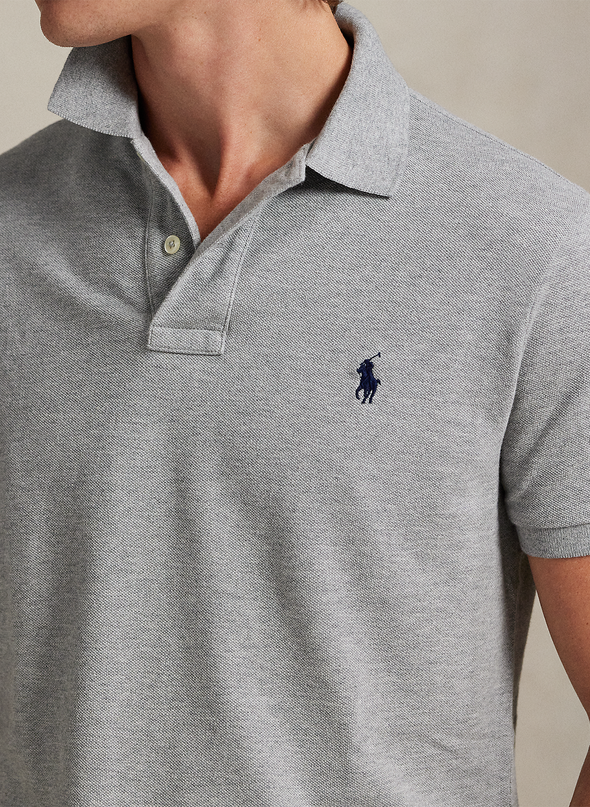Baumwoll-Poloshirt - tailliert, kurzärmlig POLO RALPH LAUREN Grau