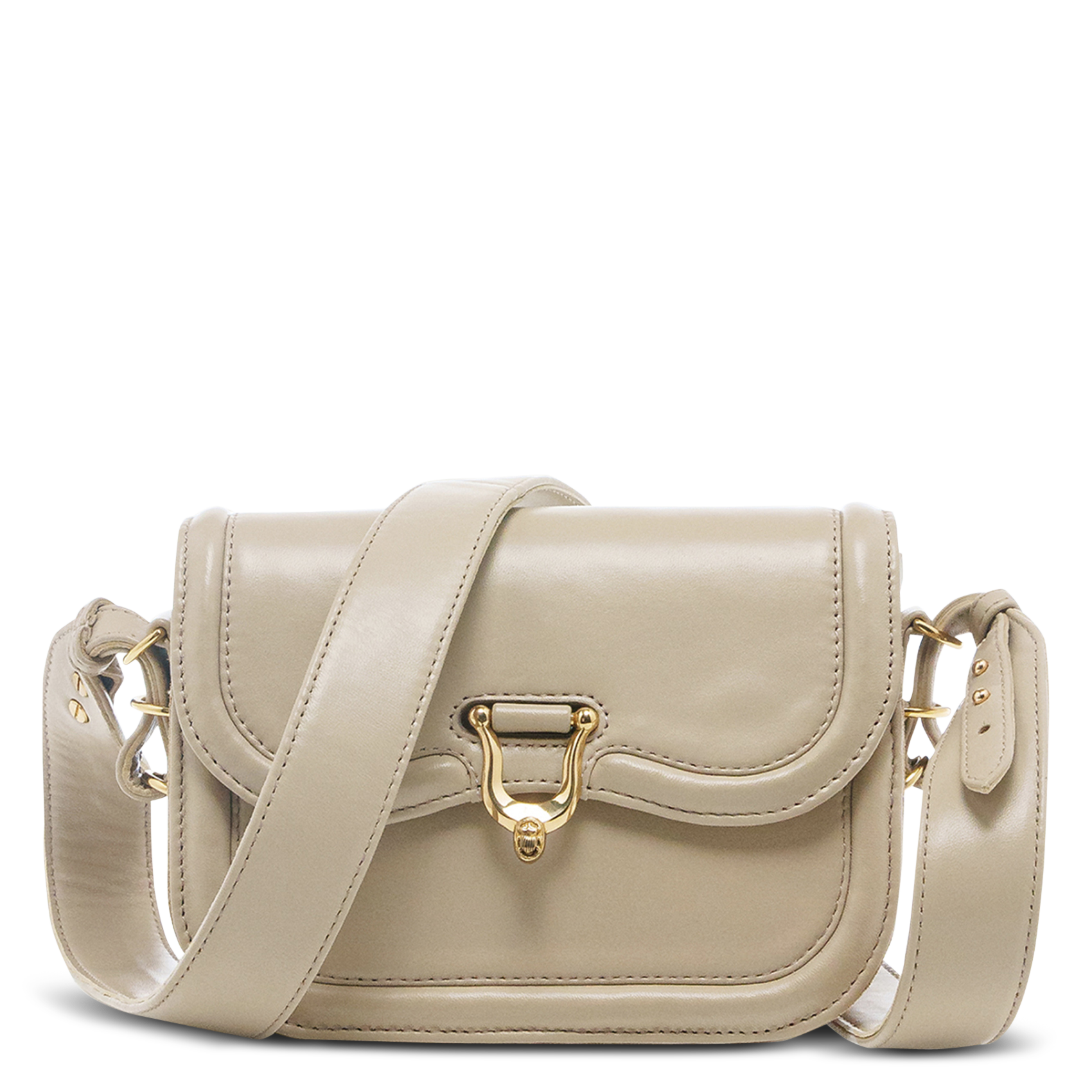 Sac bandoulière en cuir mélangé CLARIS VIROT Marron