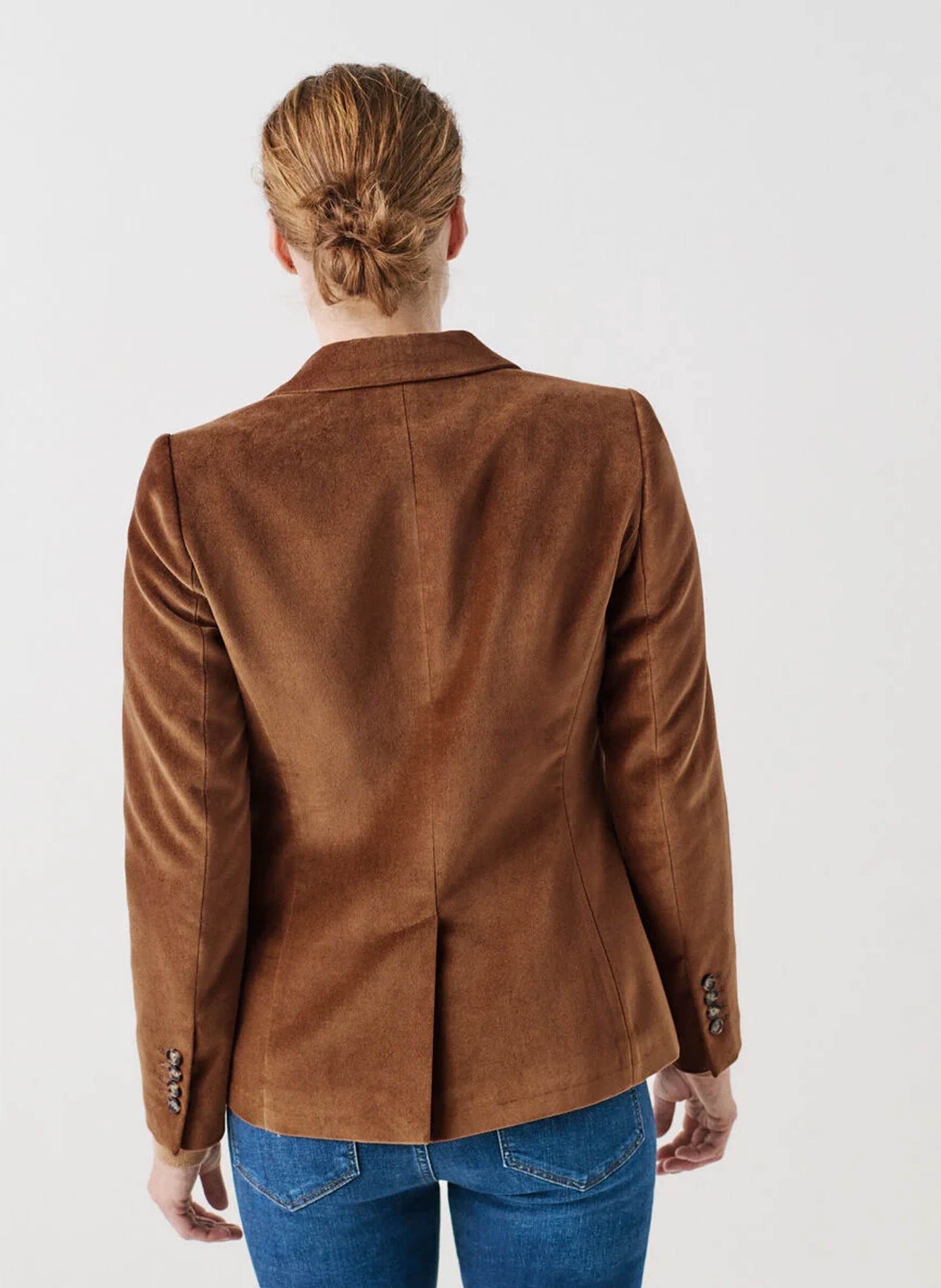 Baumwollblazer in Samtoptik CAROLL Braun