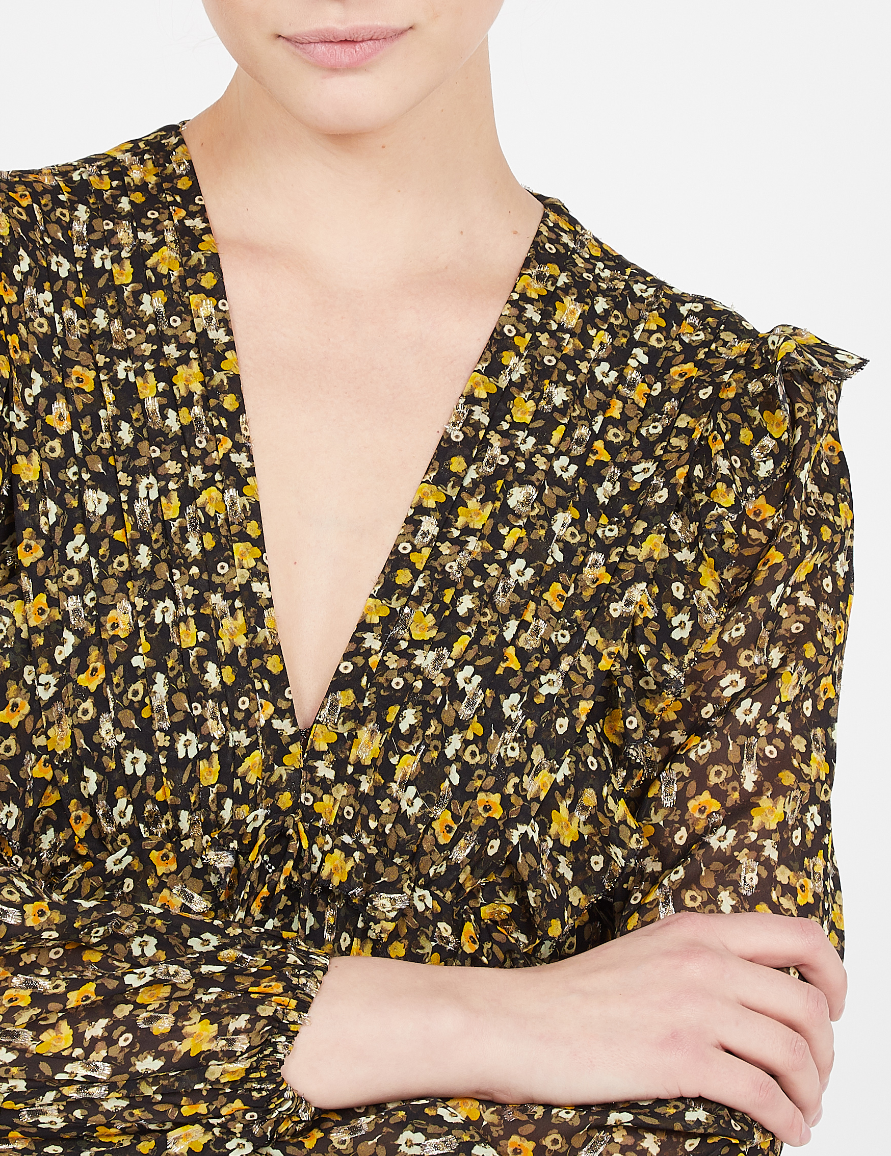 Short ruffled V-neck dress THE KOOPLES Multicolored