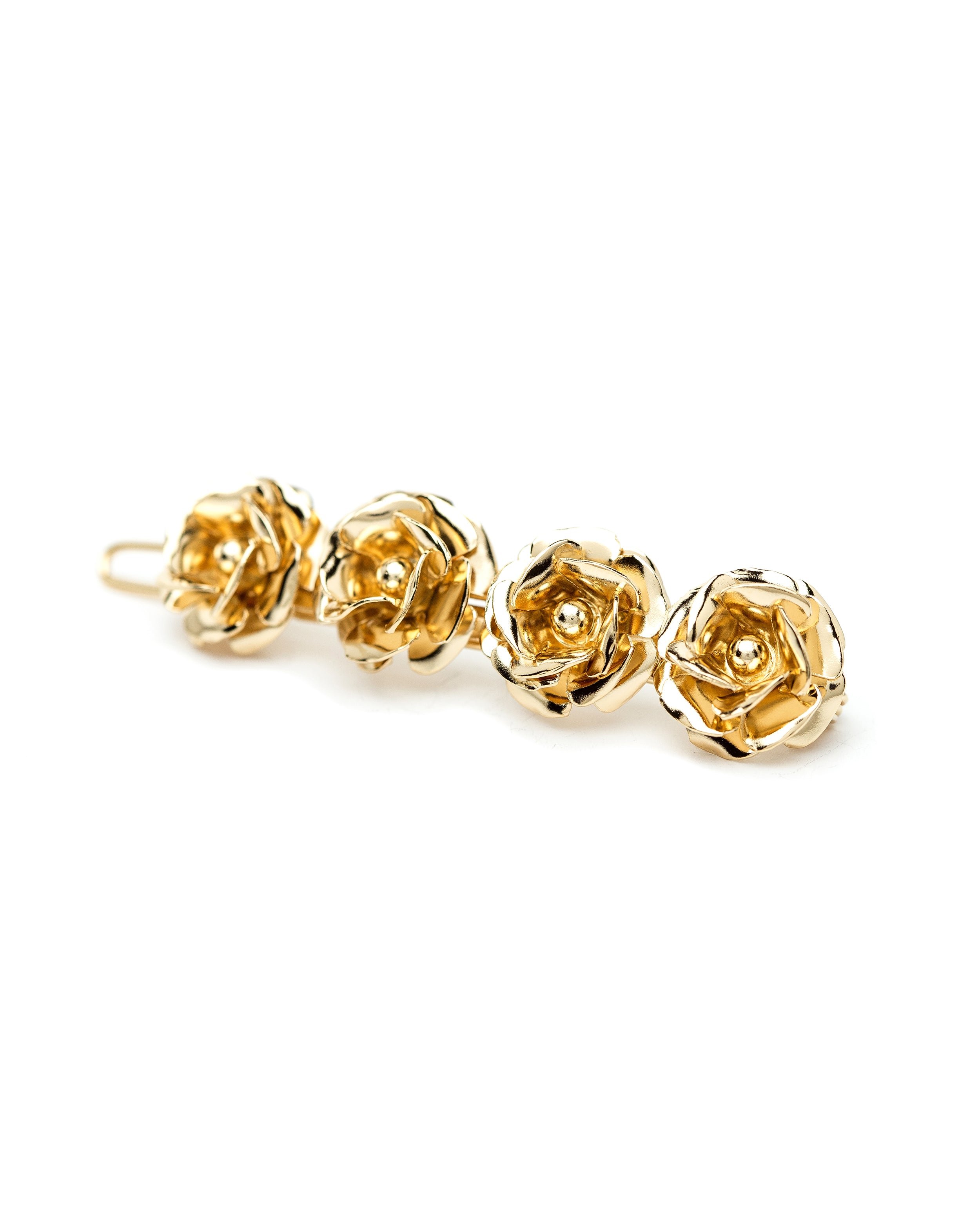 Mini gold flower hair clip in gold-plated brass GoldenMONSIEUR SIMONE