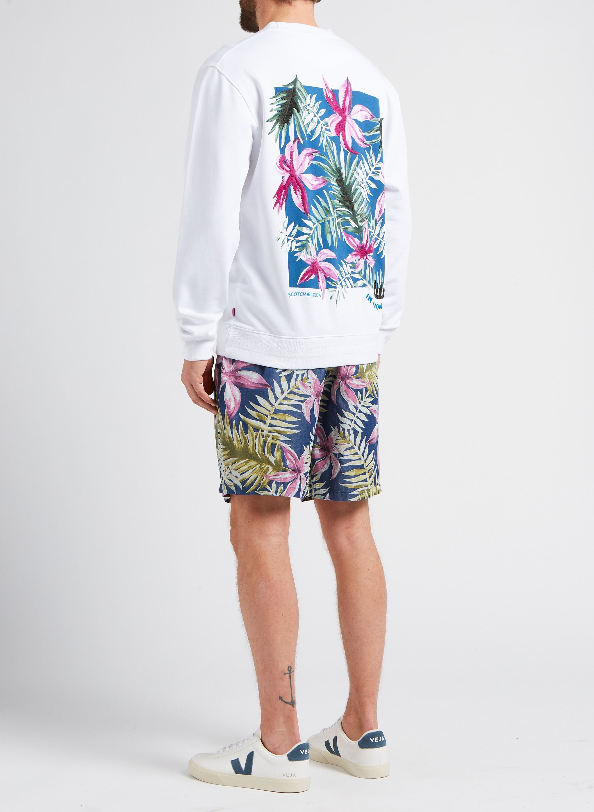 Sweat col rond imprimé et jacquard  SCOTCH AND SODA Blanc