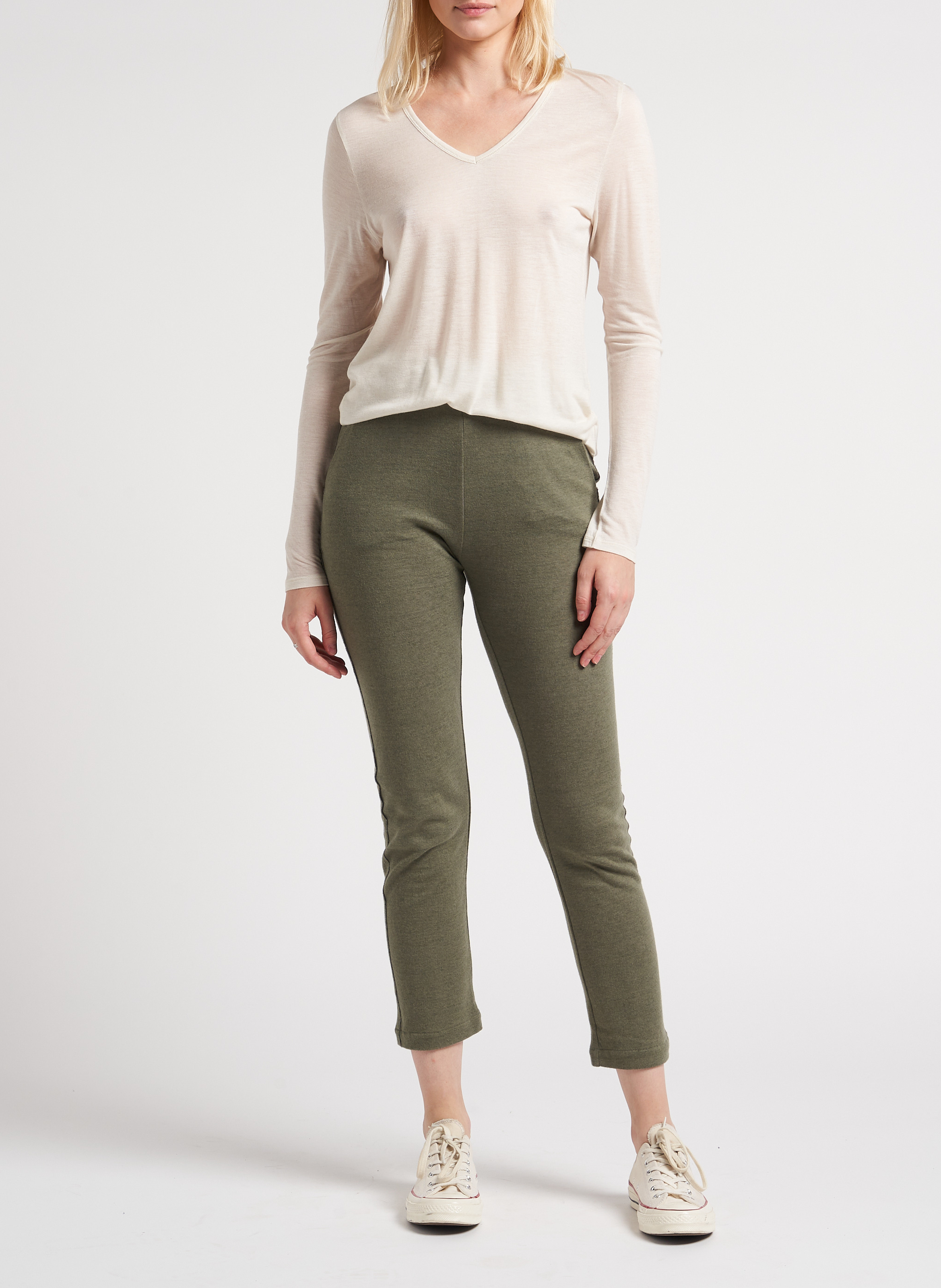 Straight-leg cotton-blend pants MAJESTIC FILATURES Green