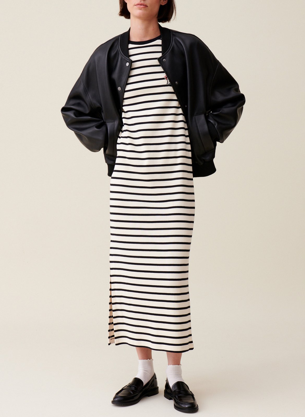 Robe midi col rond en coton rayé CLAUDIE PIERLOT Multicolore