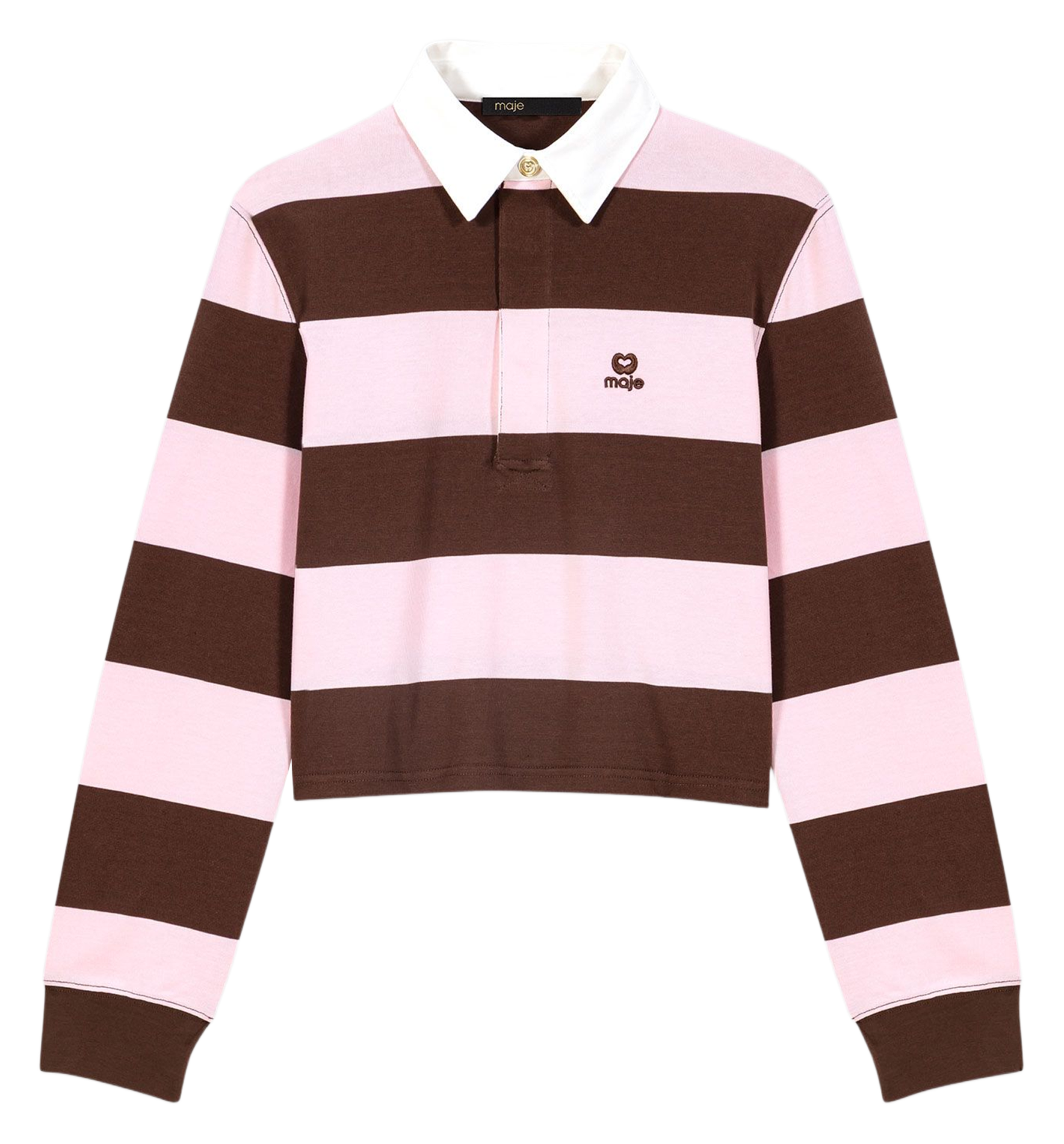 Straight cotton polo shirt MAJE Brown