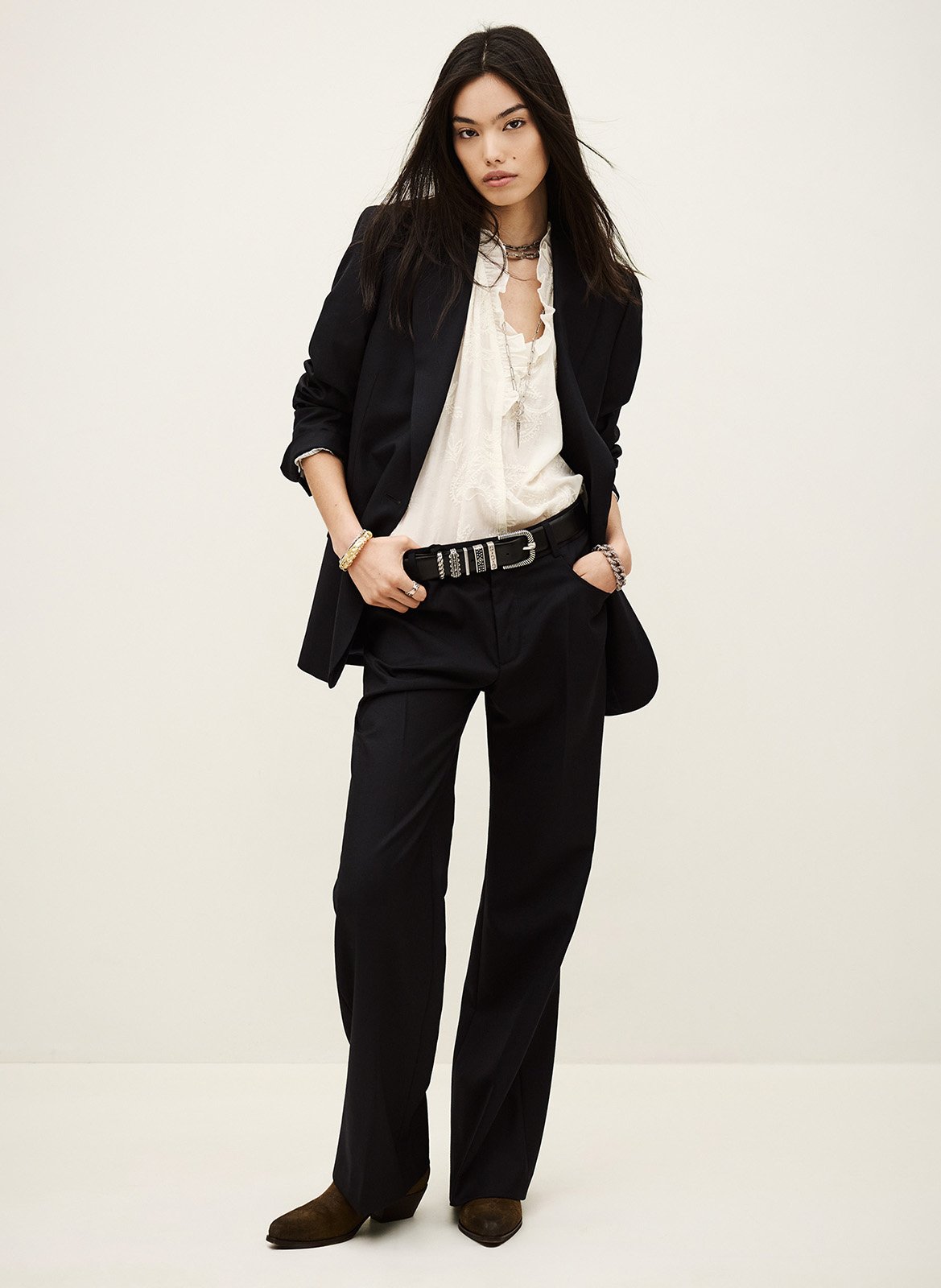 Straight wool blazer jacket BA&SH Blue