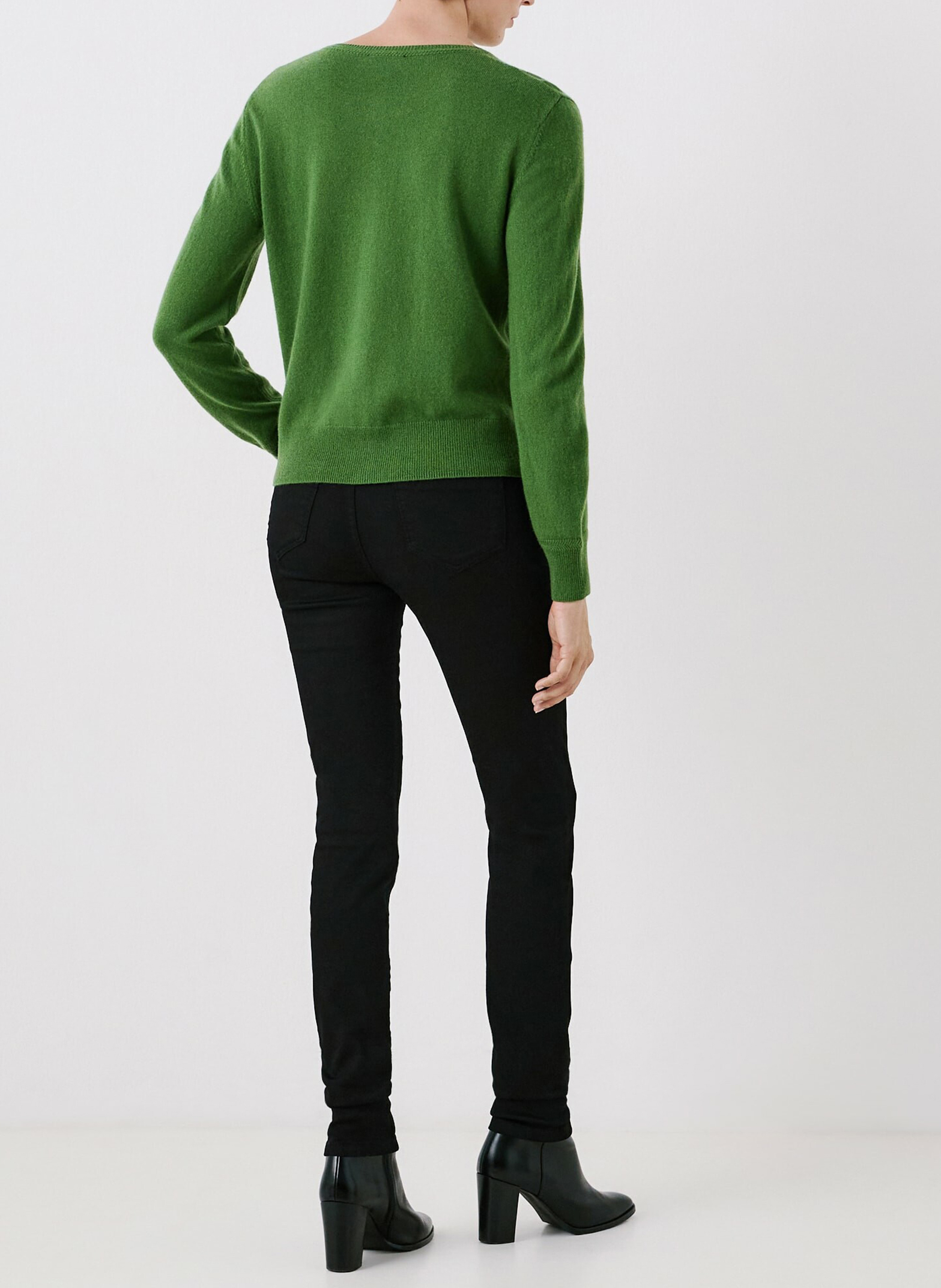 Gerader Rundhals-Cashmere-Cardigan CAROLL Grun