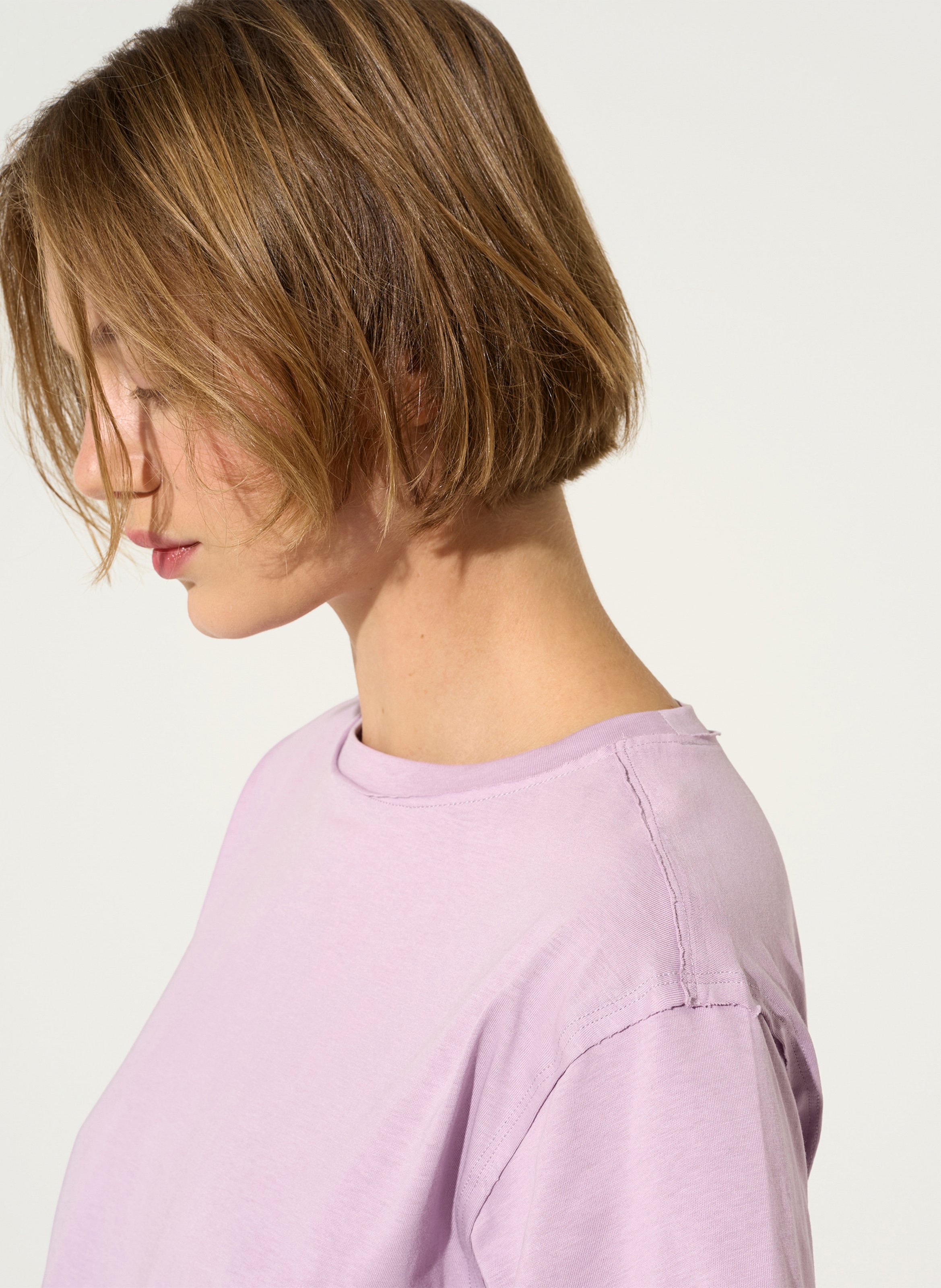 Rechte ronde hals T-shirt van biologisch katoen COTELAC Violet