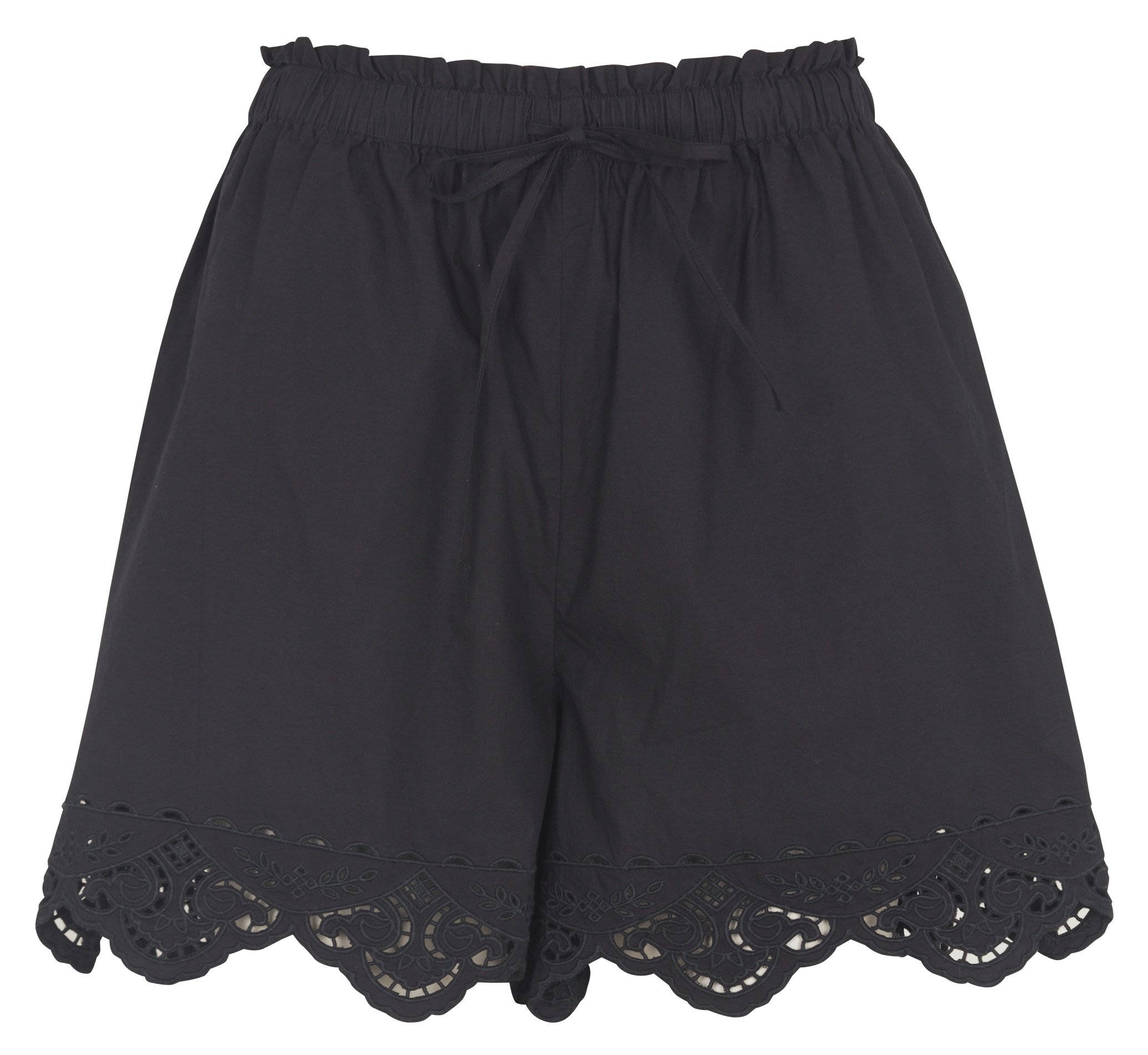 Korte rechte jurk van biologisch katoen met borduursel. LOUISE MISHA Zwart