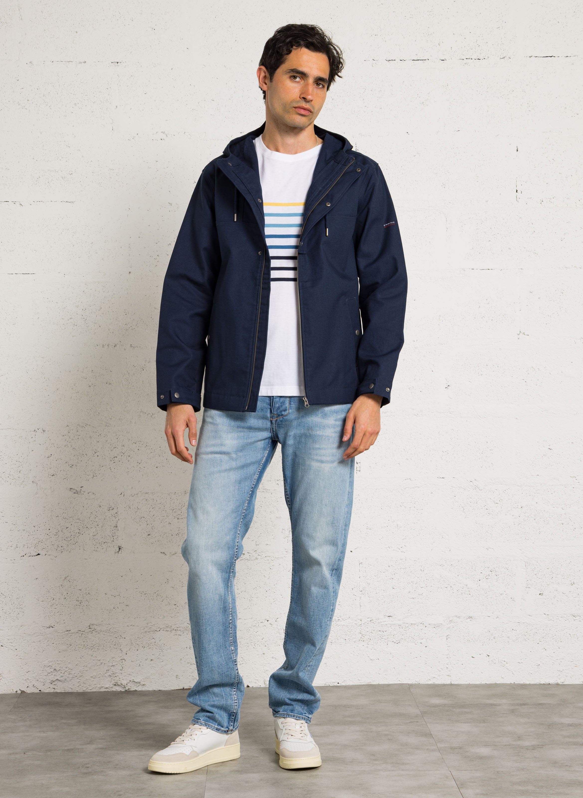 Veste droite col montant en coton ARMOR LUX Bleu