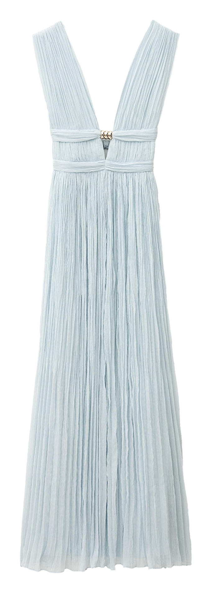 Lange geplooide mouwloze effen jurk BA&SH Blauw