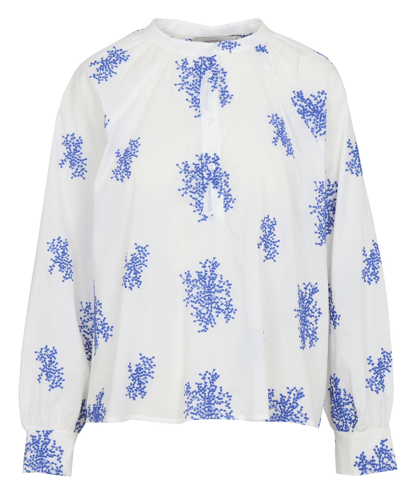 Chemisier oversize col rond brodé LA FEE MARABOUTEE Bleu