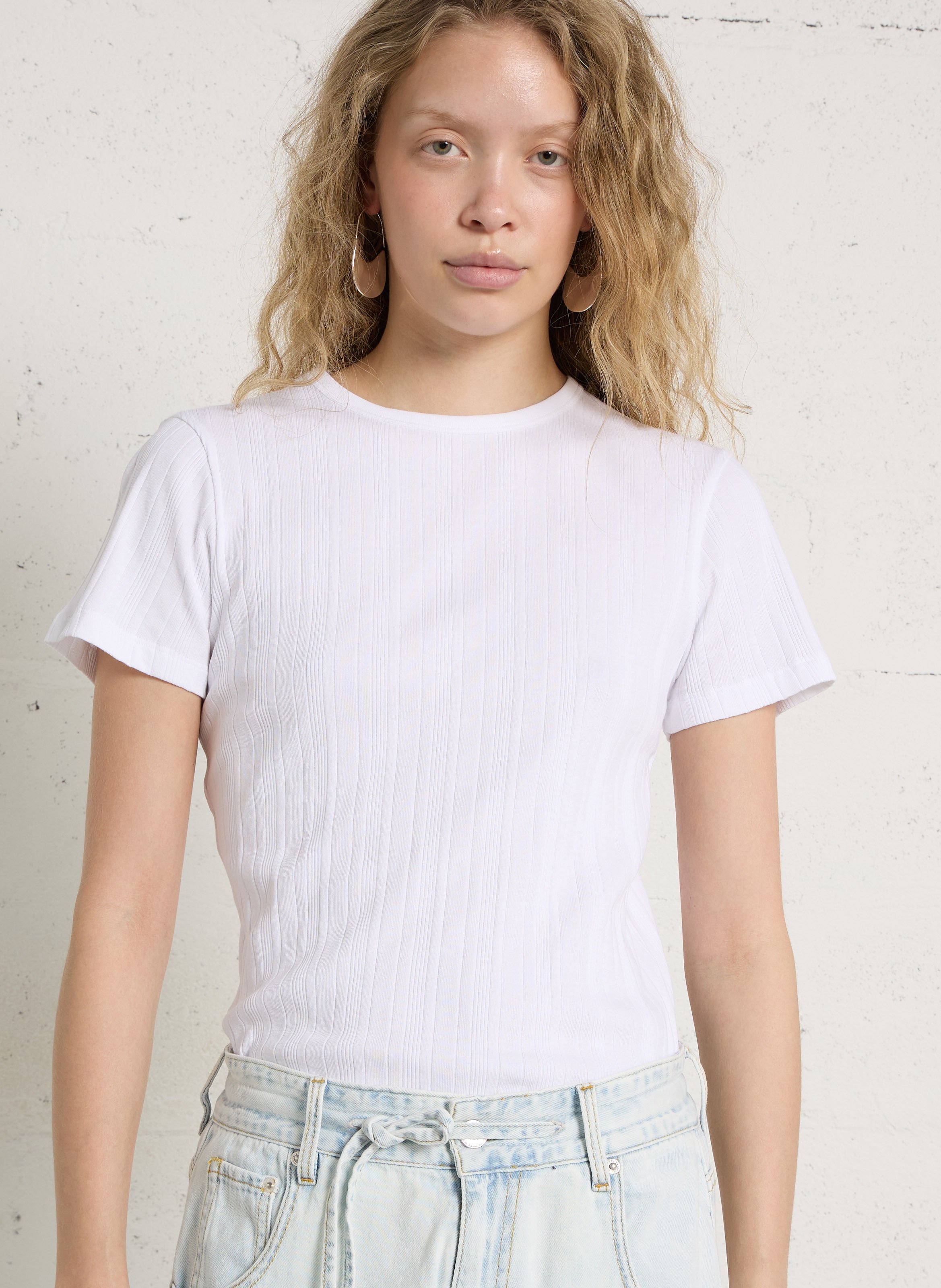 Tee-shirt droit col rond en coton BENSIMON