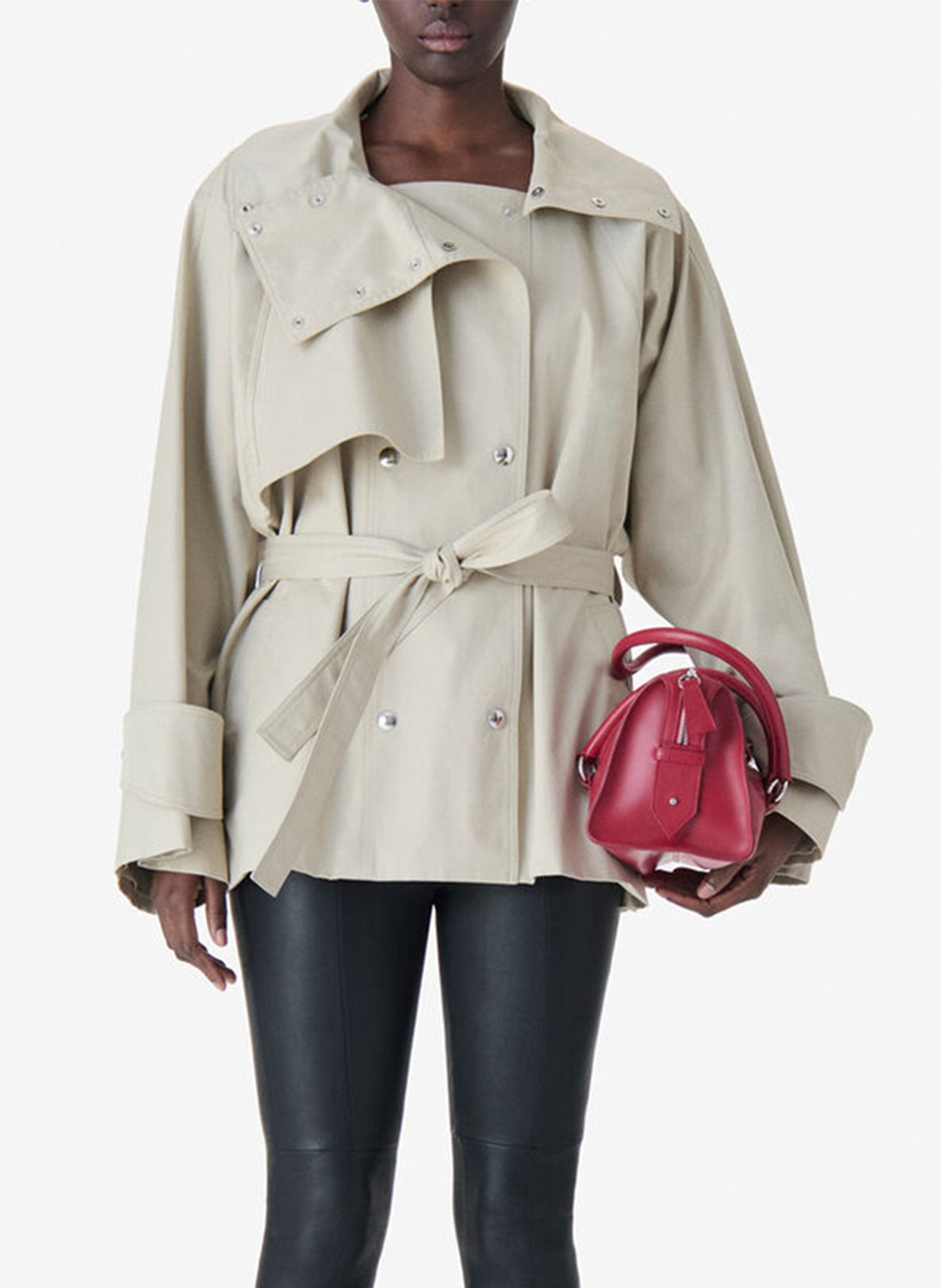 Trench col montant en coton mélangé IRO Gris