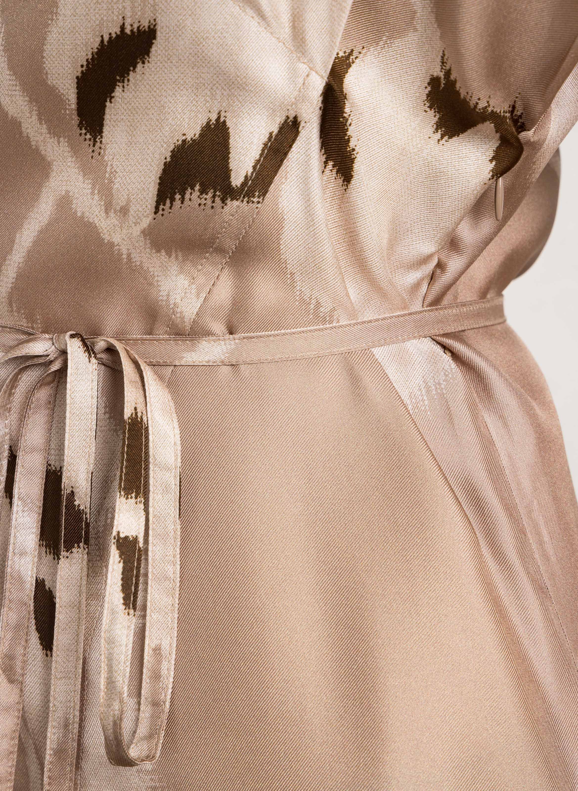 Long printed silk dress SOEUR Beige