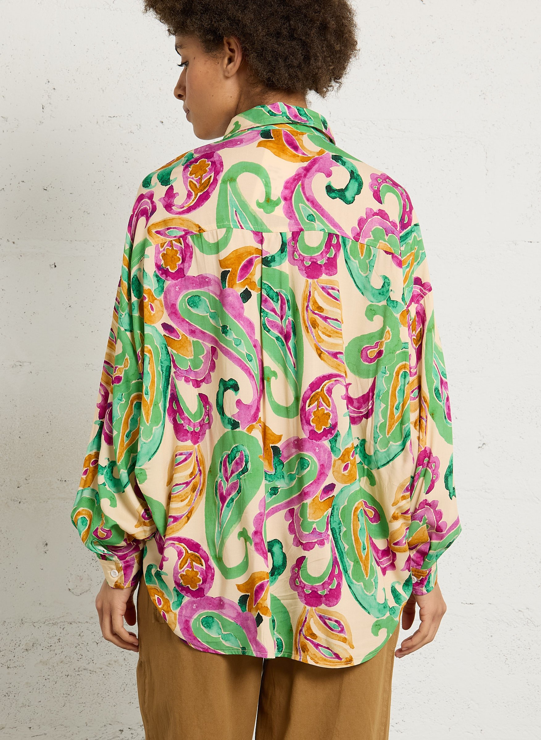 Oversize-Bluse mit klassischem Kragen und Print THE KORNER Mehrfarbig