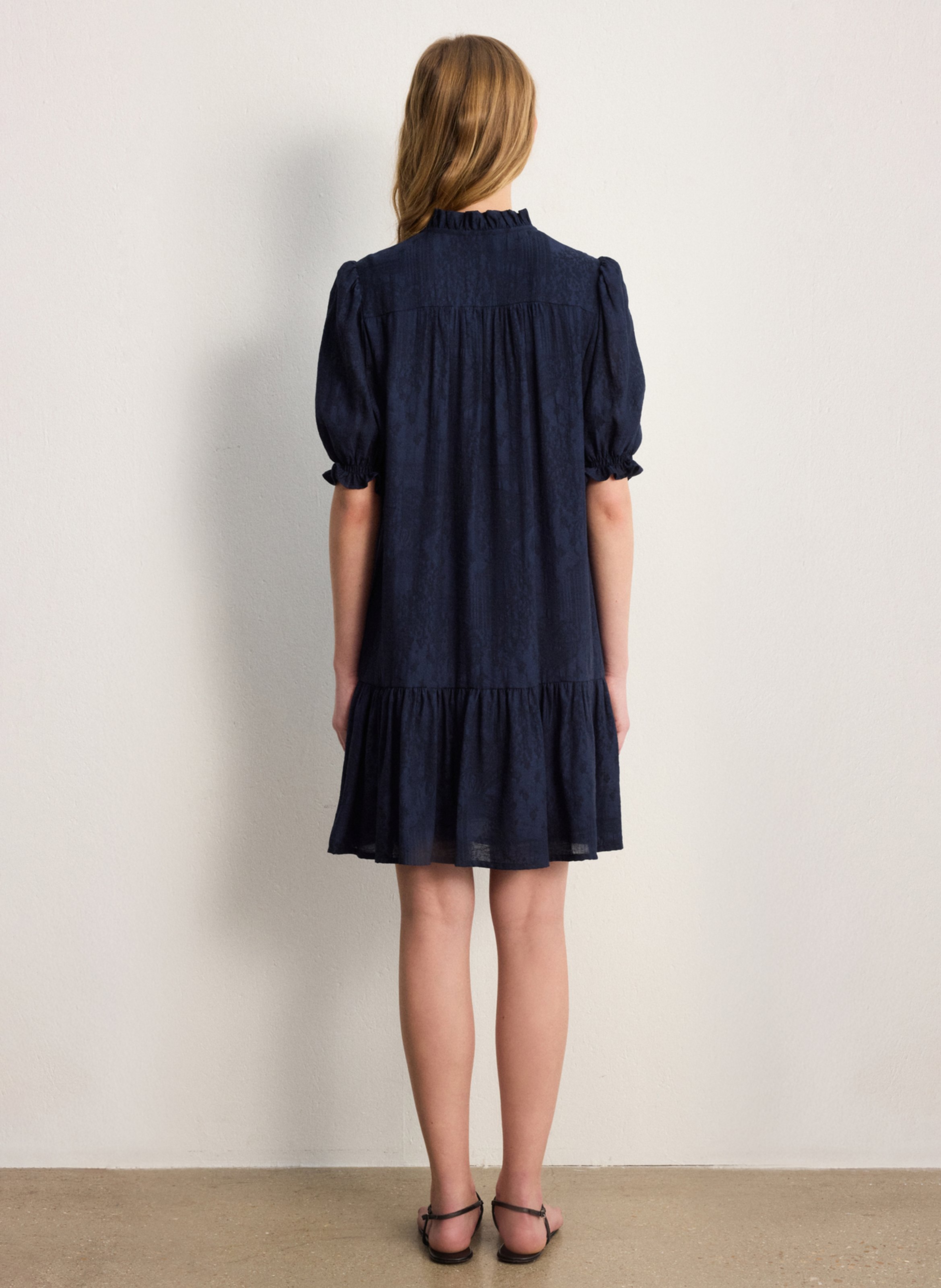 Robe courte col à volants PABLO Bleu