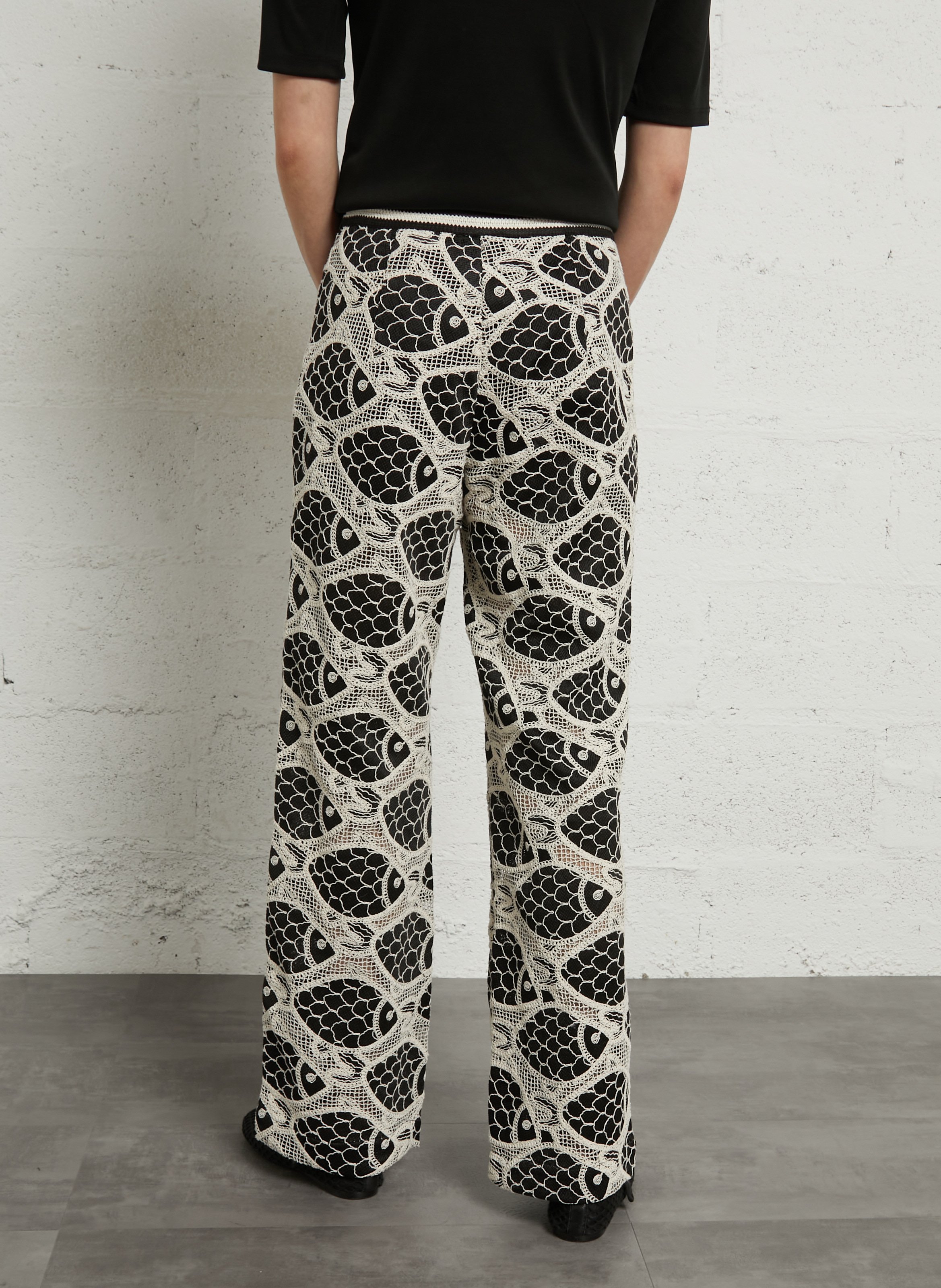 Wijde broek met kant FABIENNE CHAPOT Zwart