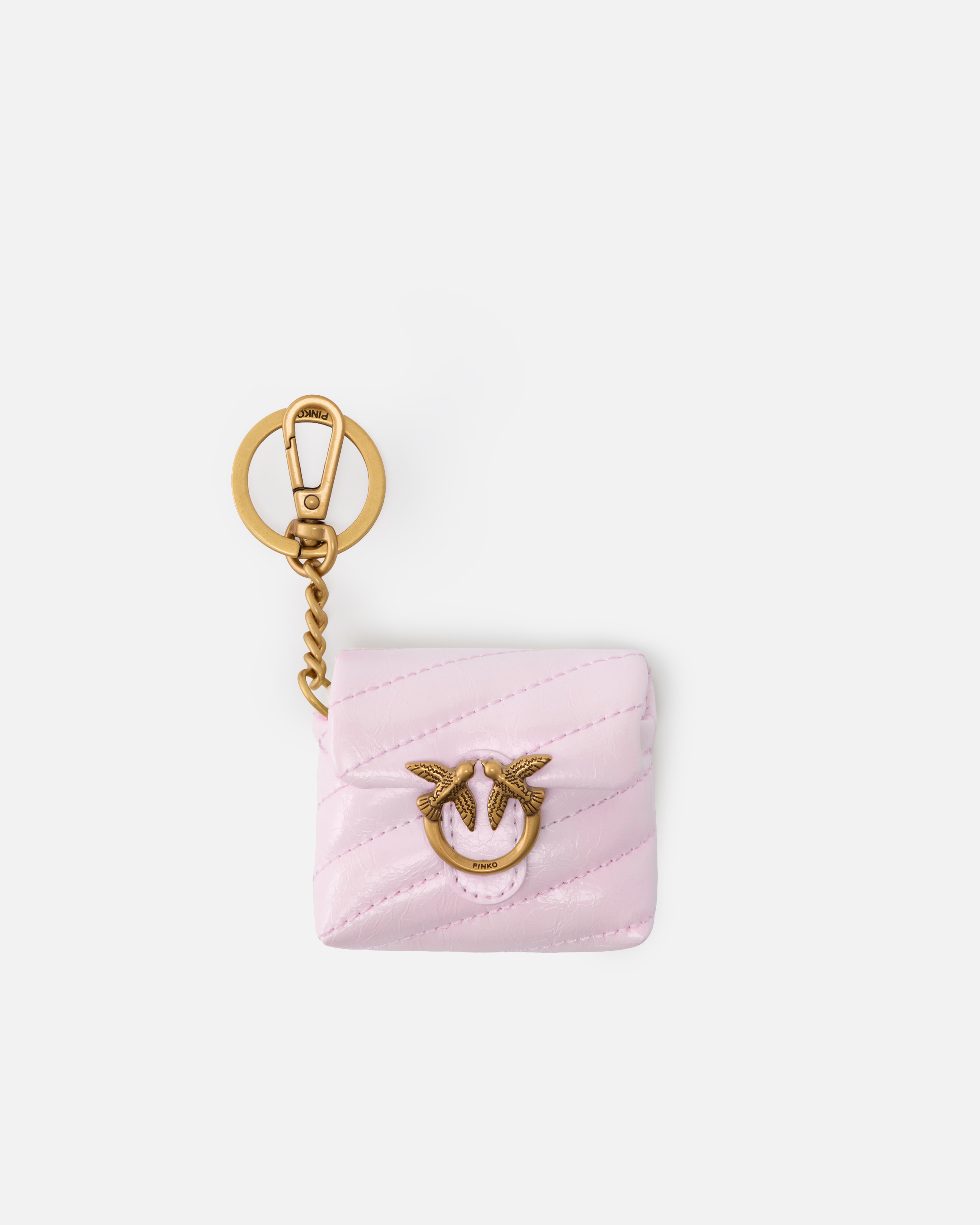 Étui pour airpods love bag puff en cuir brillant PINKO