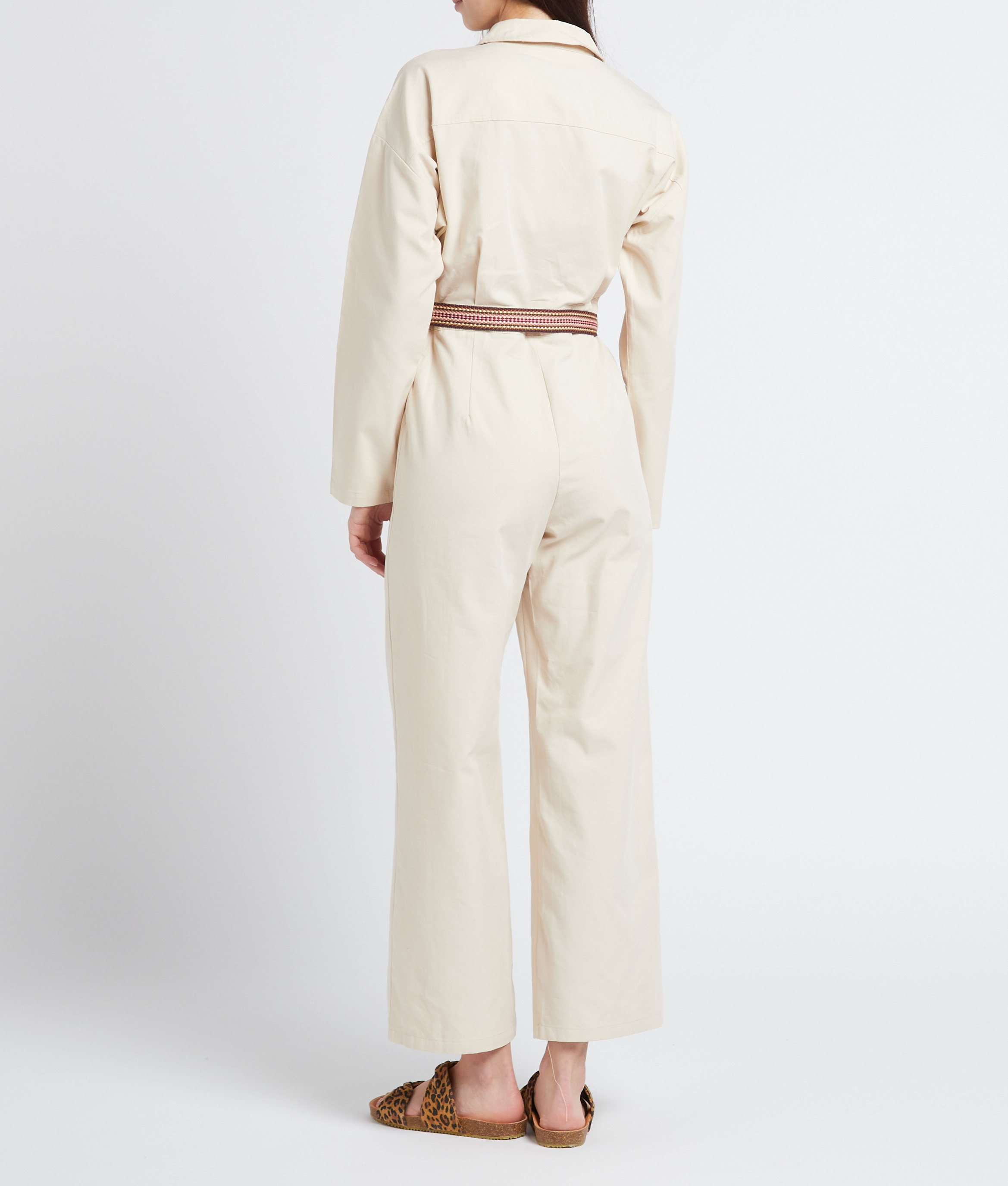 Cotton-blend belted jumpsuit with tailored collar LA PETITE ETOILE Beige