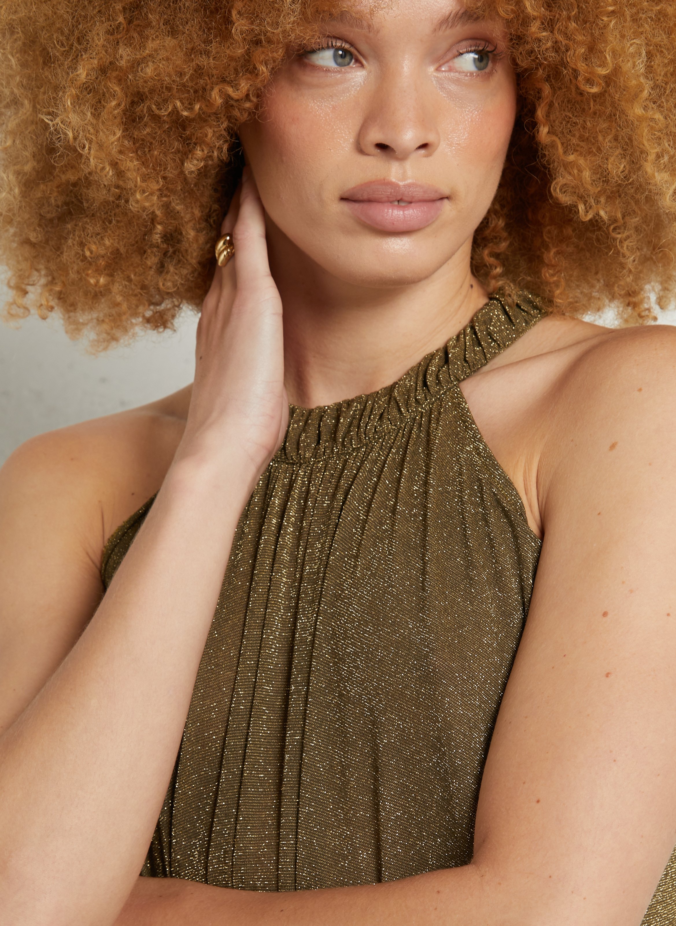 Robe longue pailletée MOMONI Marron