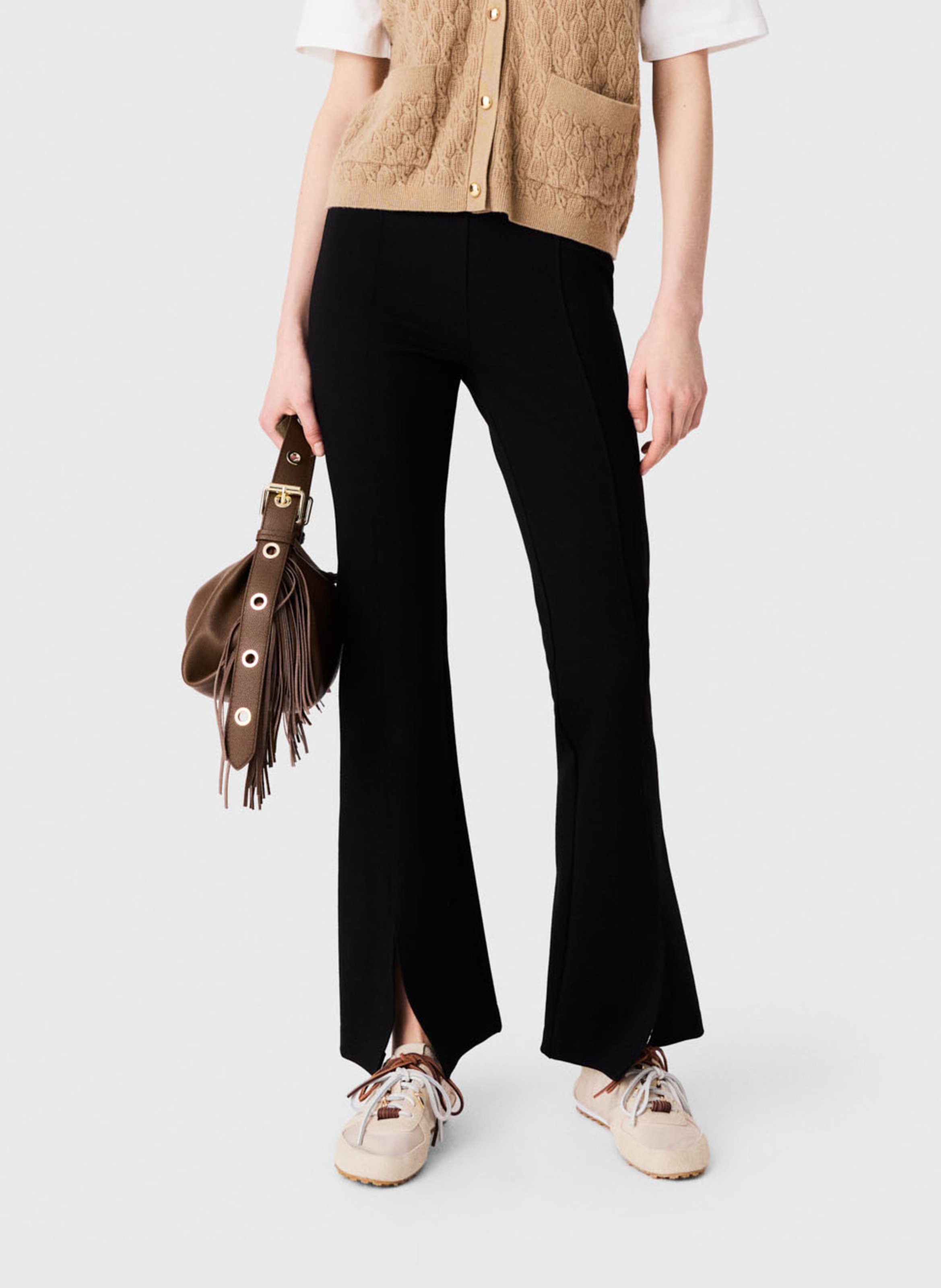 Wijde broek met split MAJE Zwart