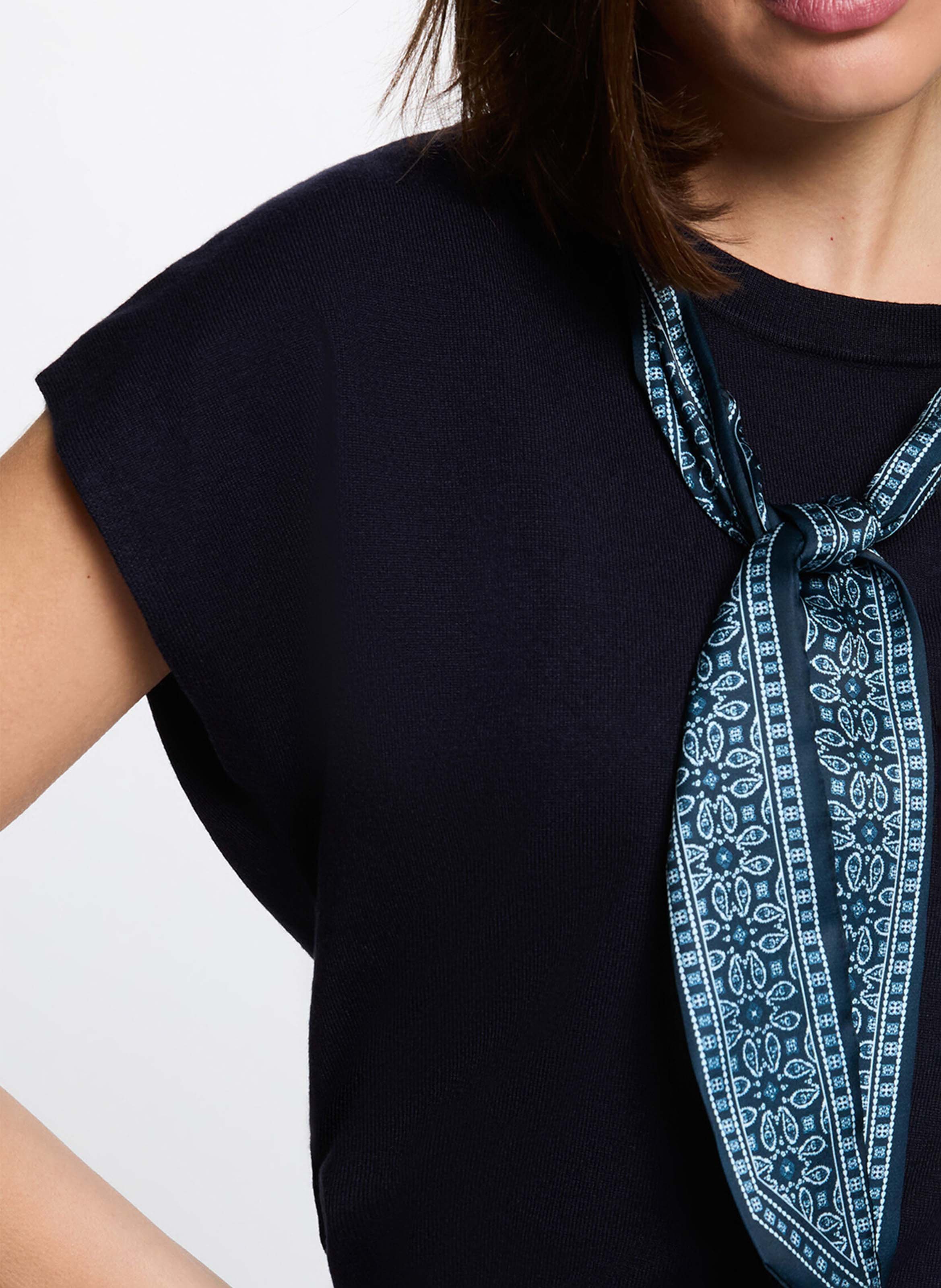 Pull sans manches foulard MORGAN Bleu