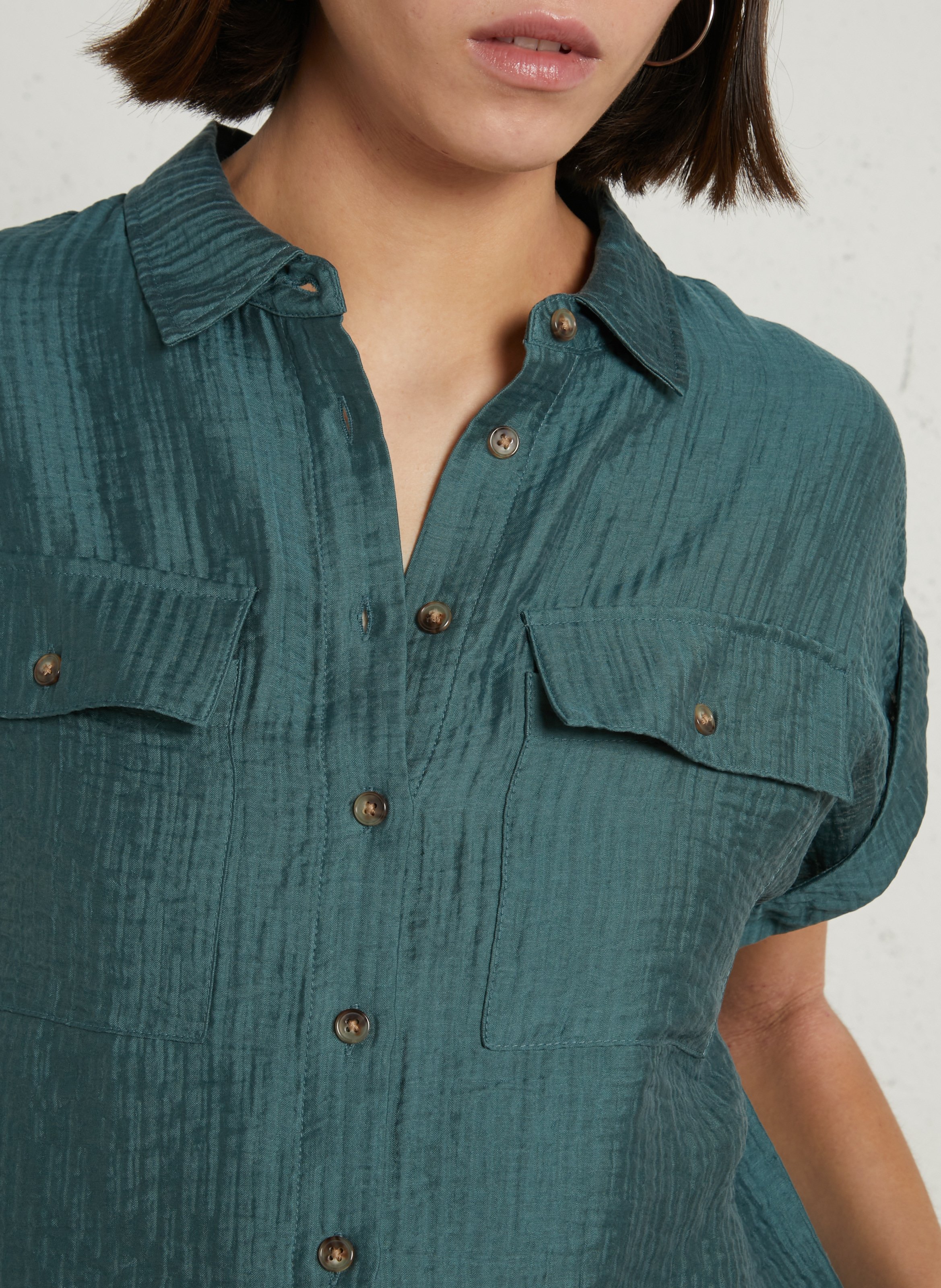 Textured short-sleeve shirt MAISON 123 Blue