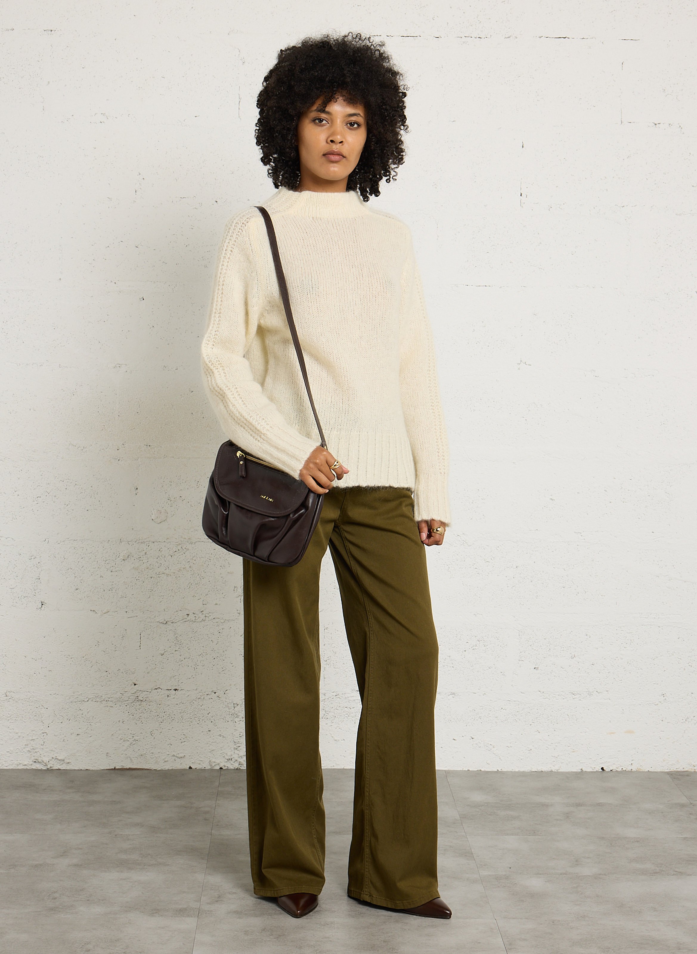 High-neck wool-blend sweater MAISON ANJE White