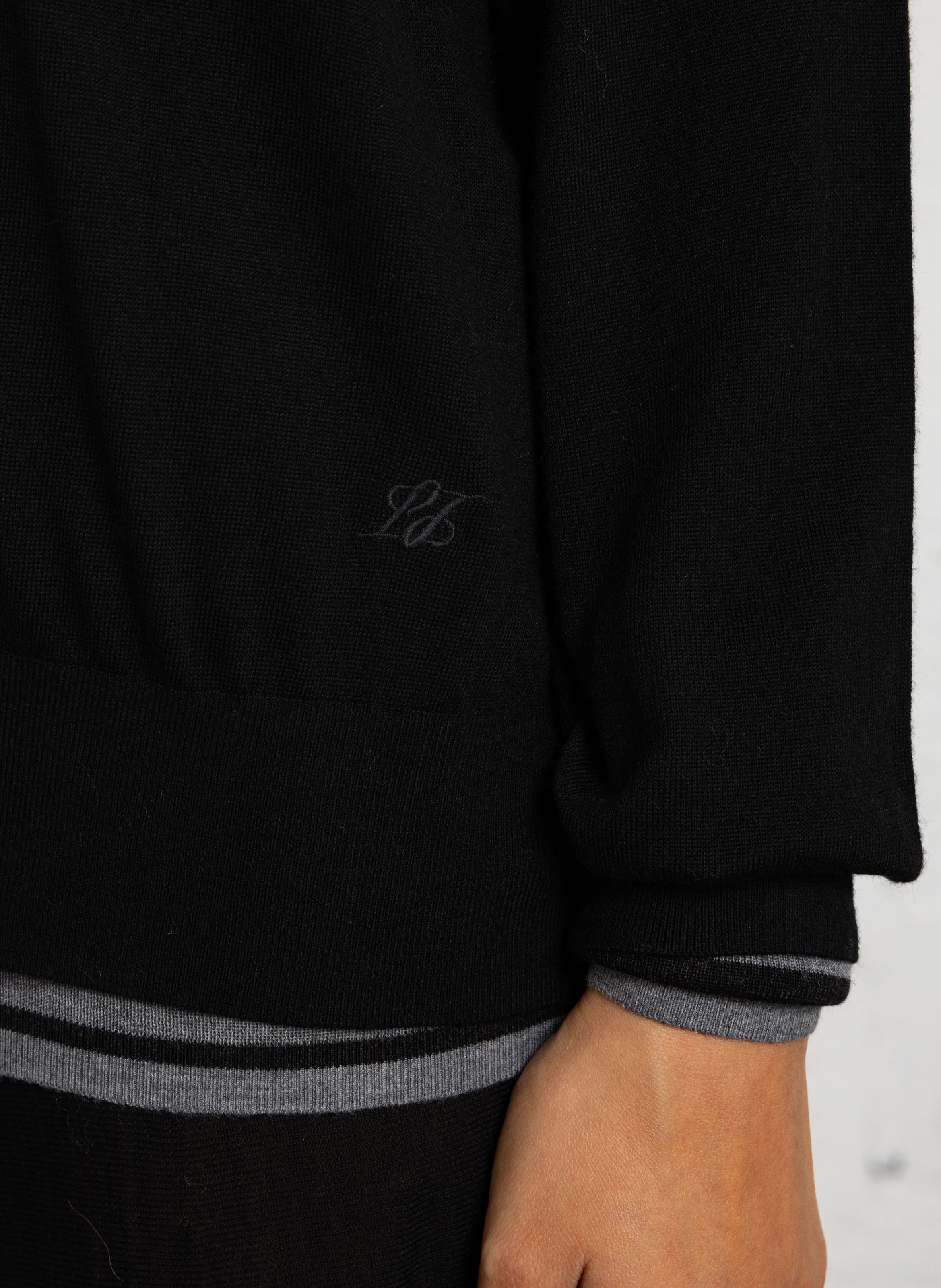 Pull manches longues en laine mérinos LAURENCE BRAS Noir