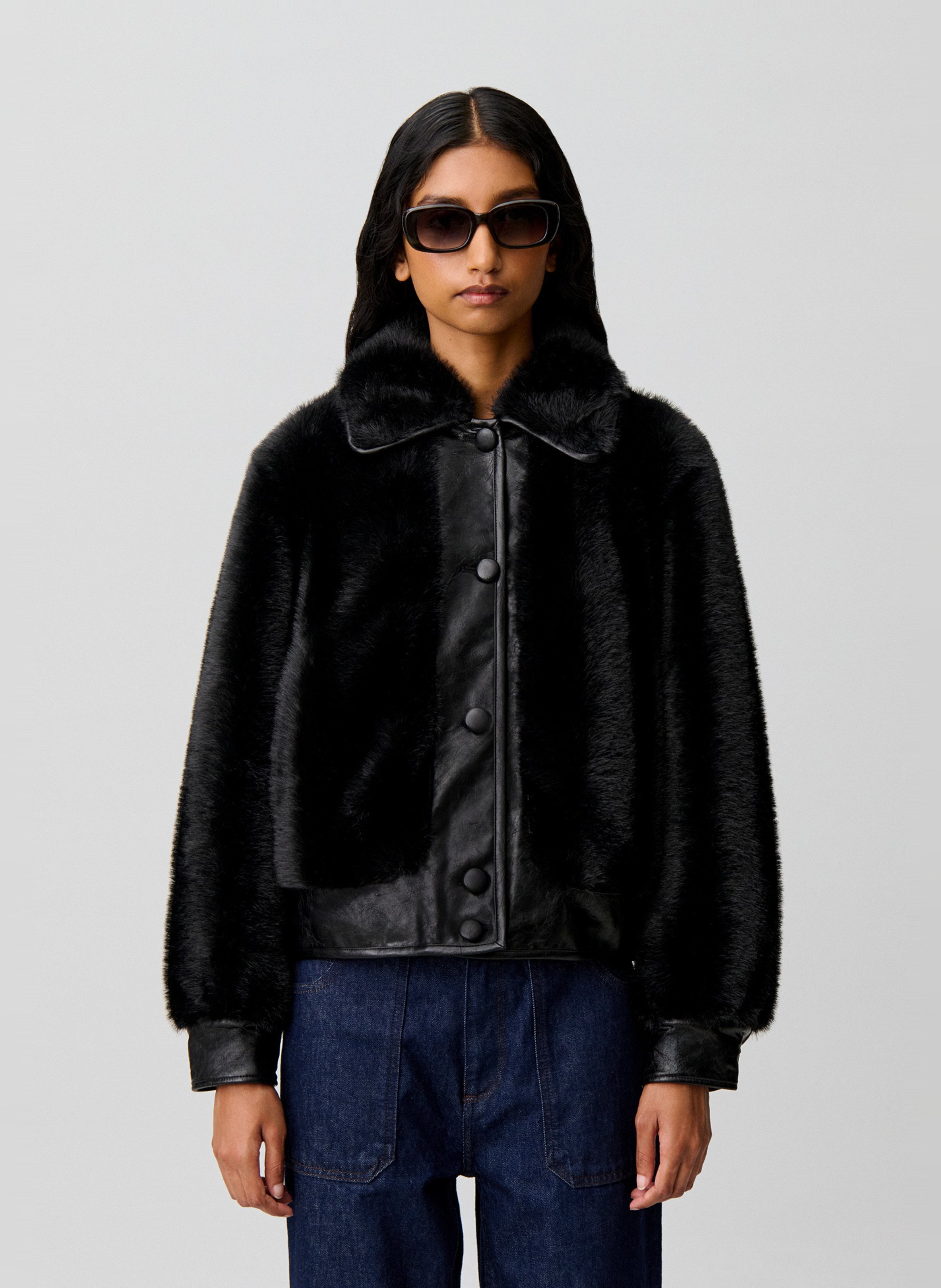 Veste courte en fausse fourrure CLAUDIE PIERLOT Noir