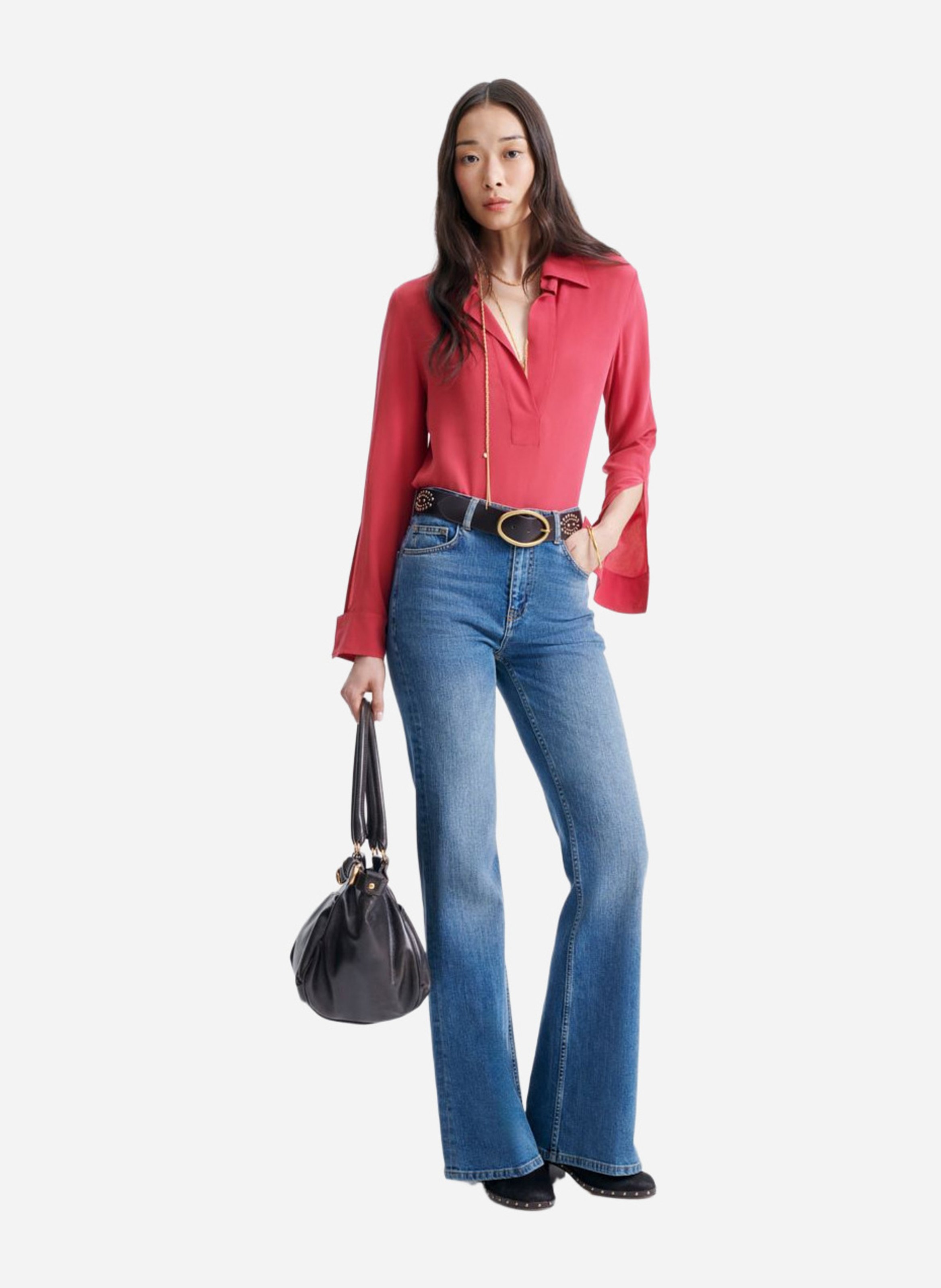 Blouse met polokraag van zijde VANESSA BRUNO Roze
