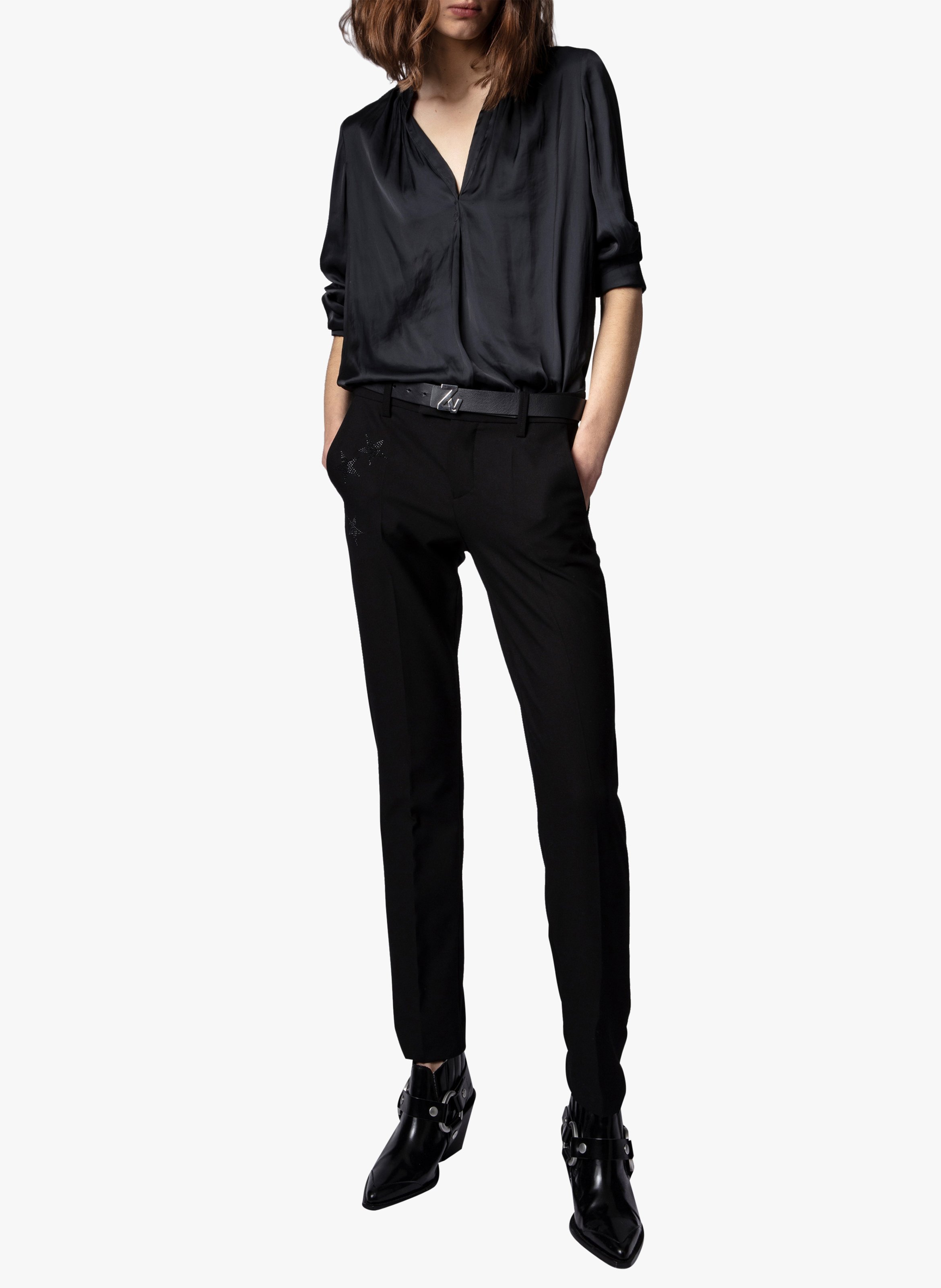 Blouse droite col V ZADIG&VOLTAIRE Noir