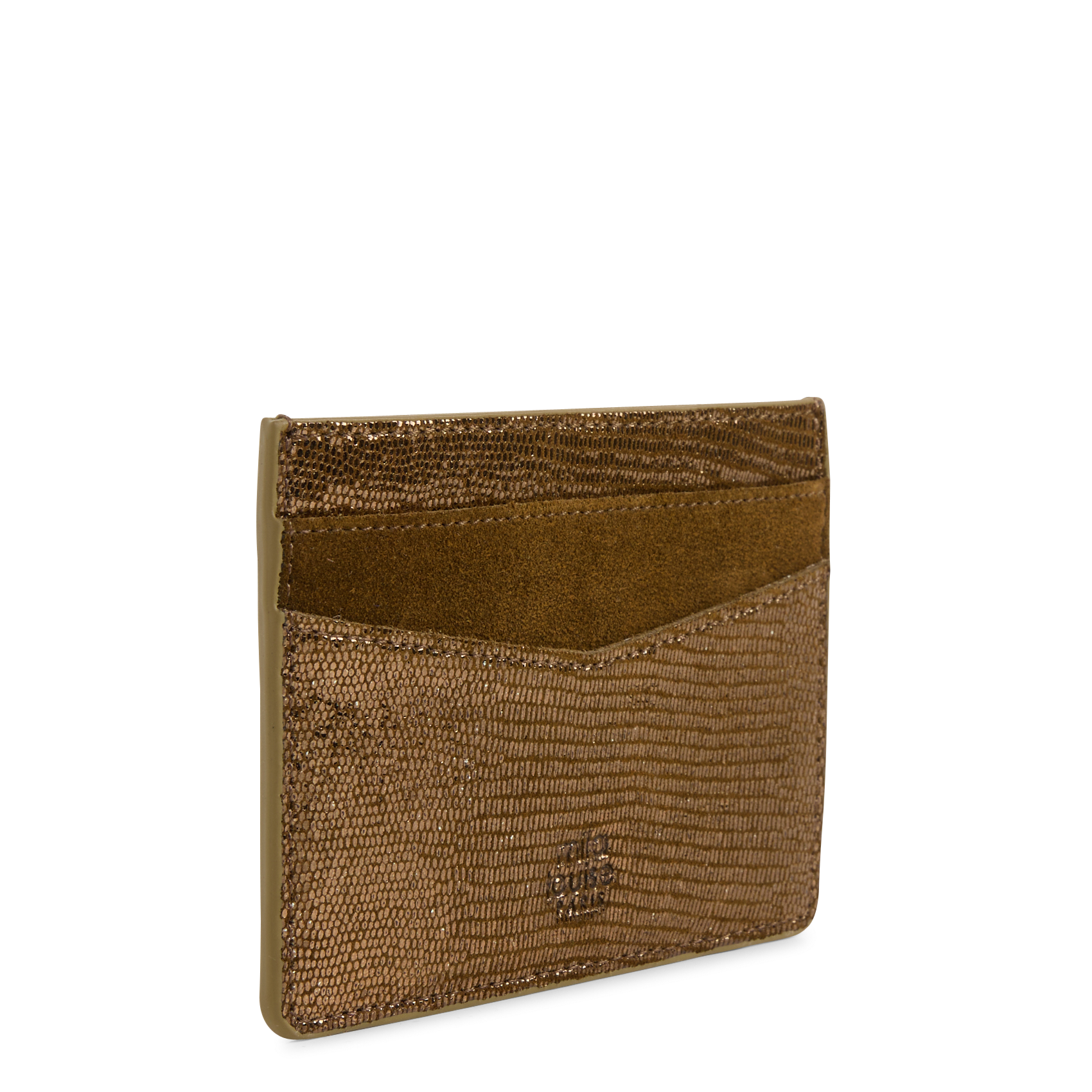 Creditcardhouder van glanzend leer MILA LOUISE Kaki