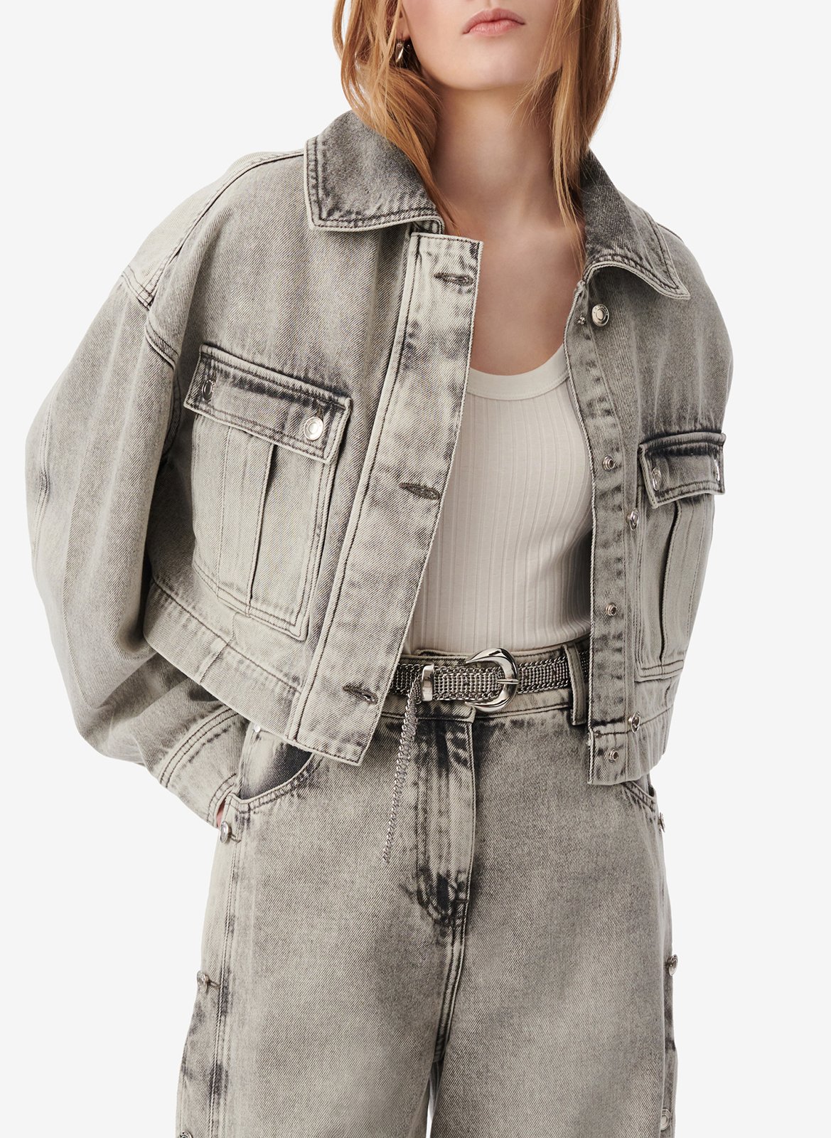 Jacket with classic cotton denim collar IRO Grey