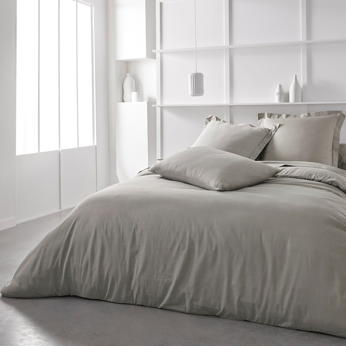 Solid color fitted sheet in cotton TODAY LINGE DE MAISON Beige