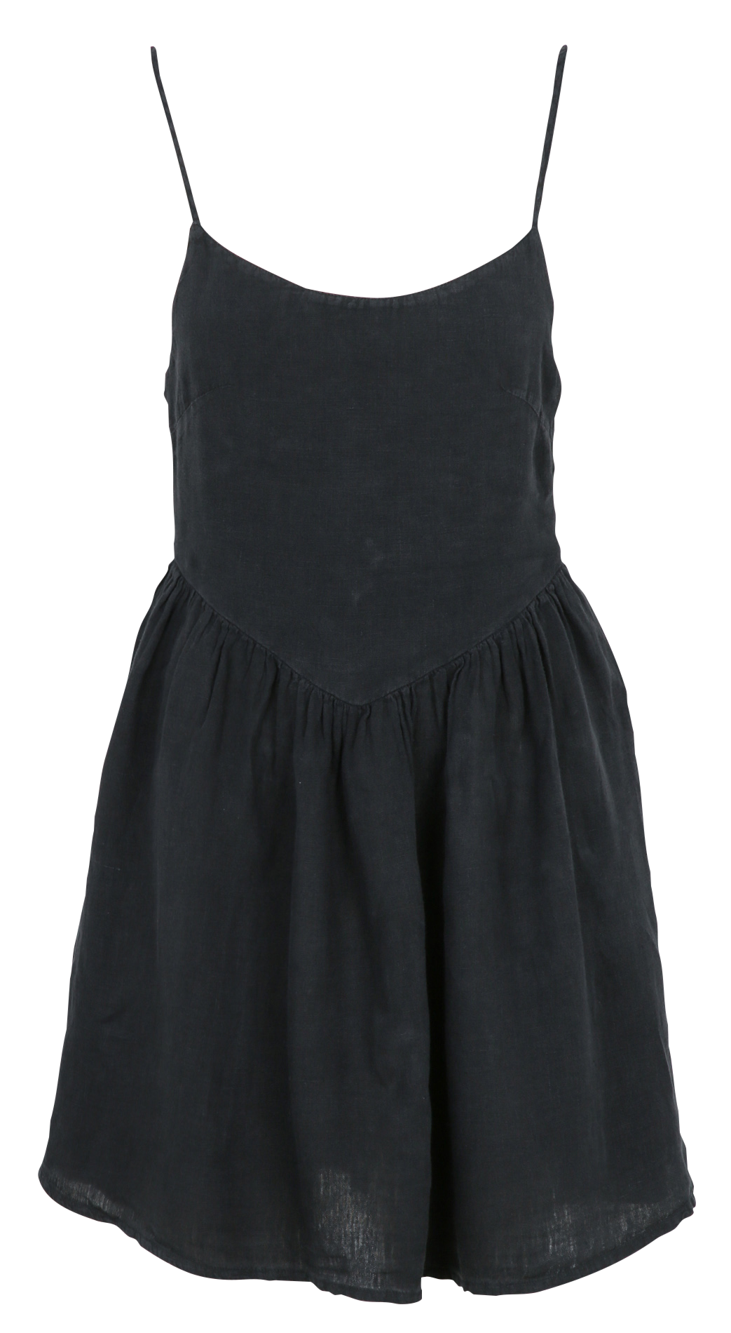 Korte uitlopende linnen jurk THE NEW SOCIETY Zwart