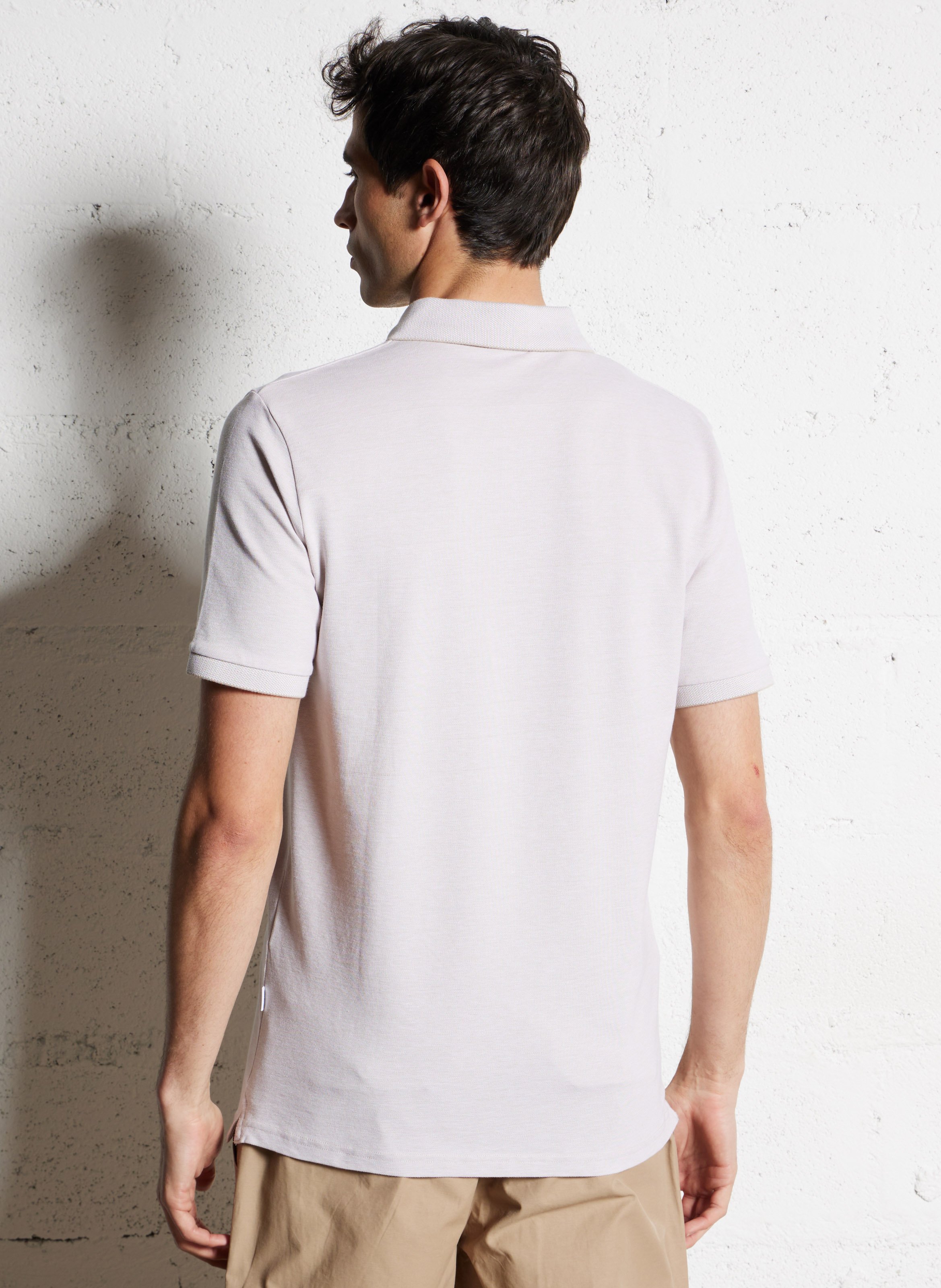 Short-sleeved organic cotton blend polo SELECTED Beige