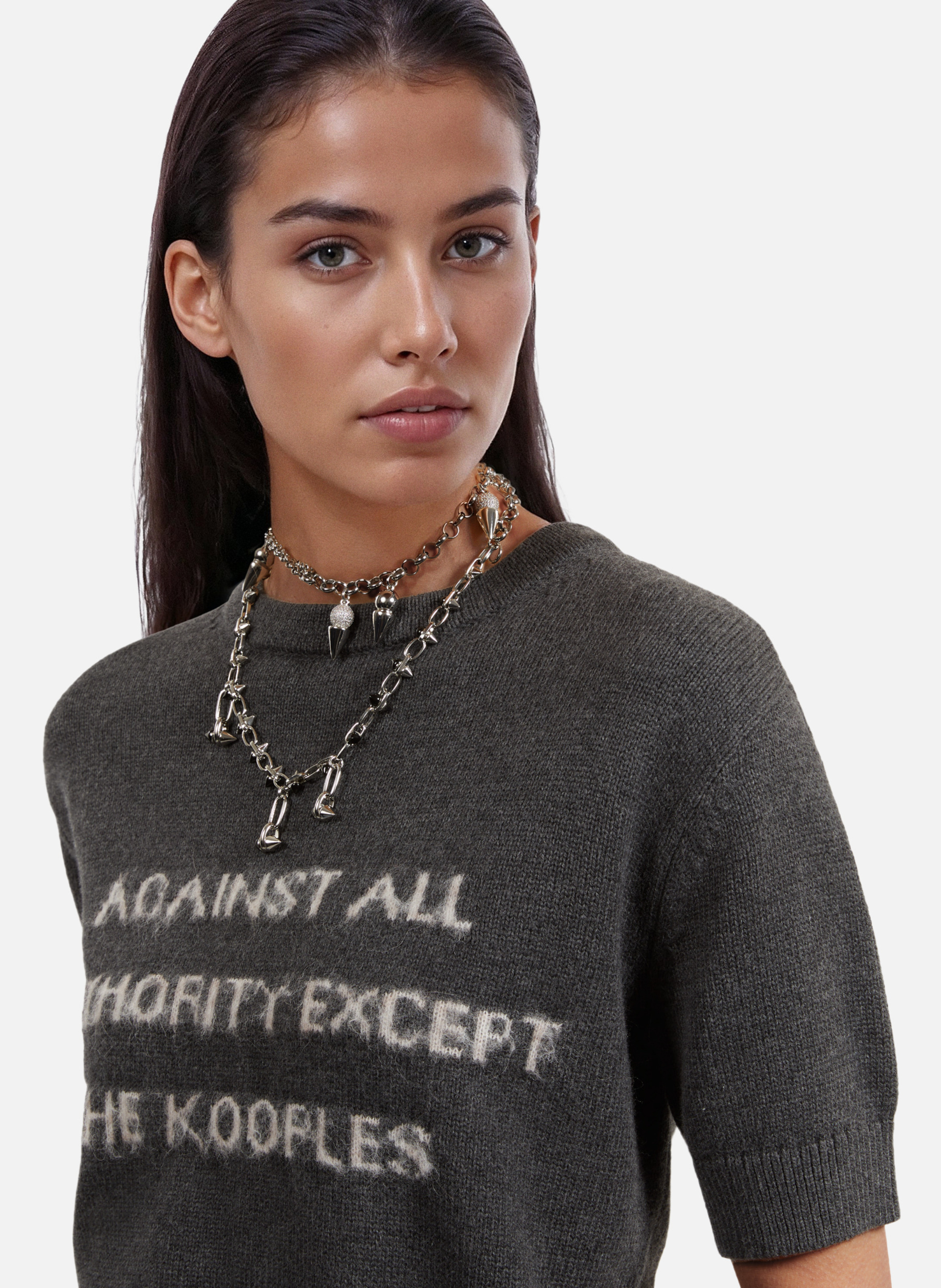 Double-row spiked necklace THE KOOPLES Grey