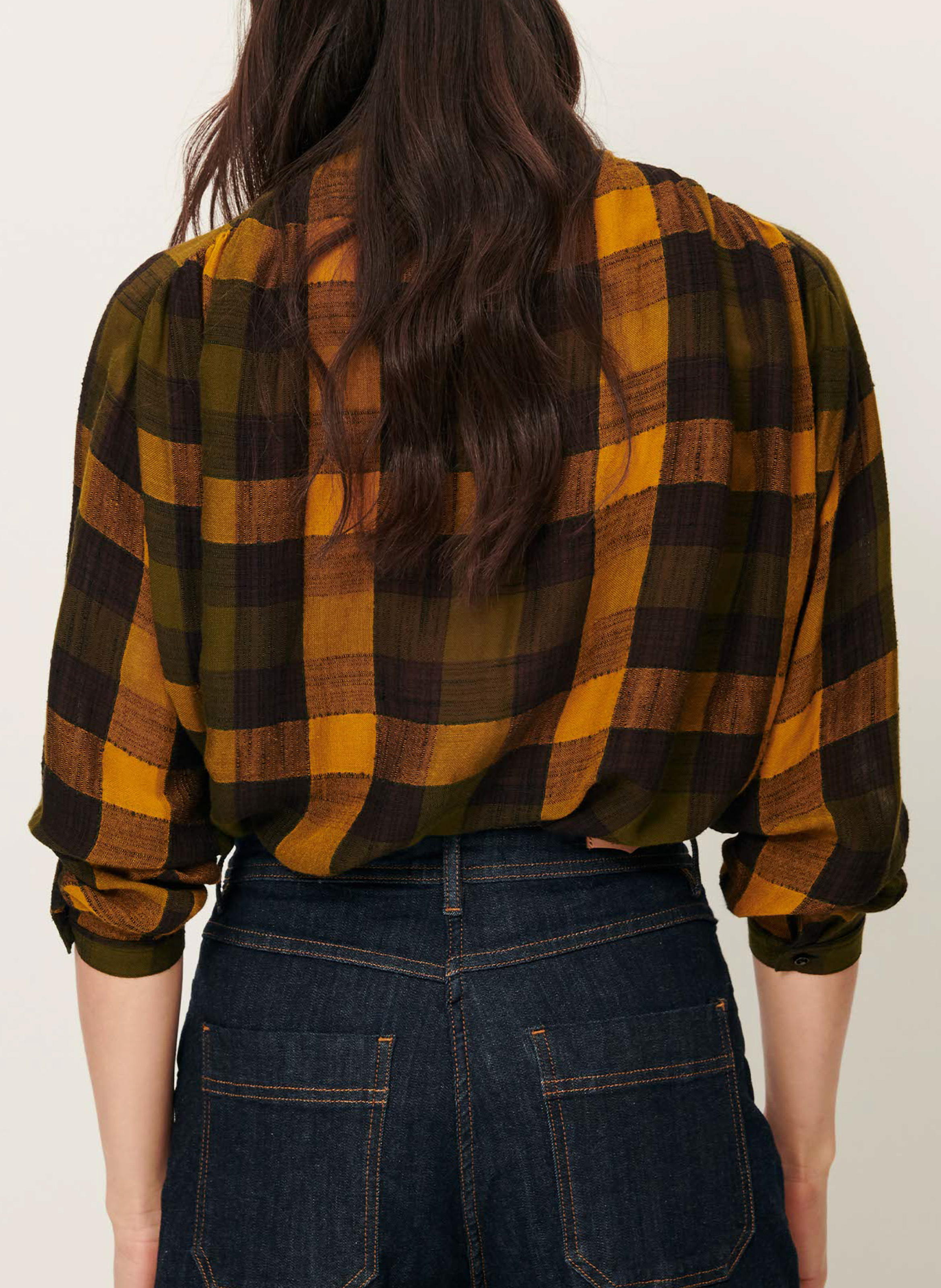 Chemise ample col classque à carreaux SESSUN Kaki