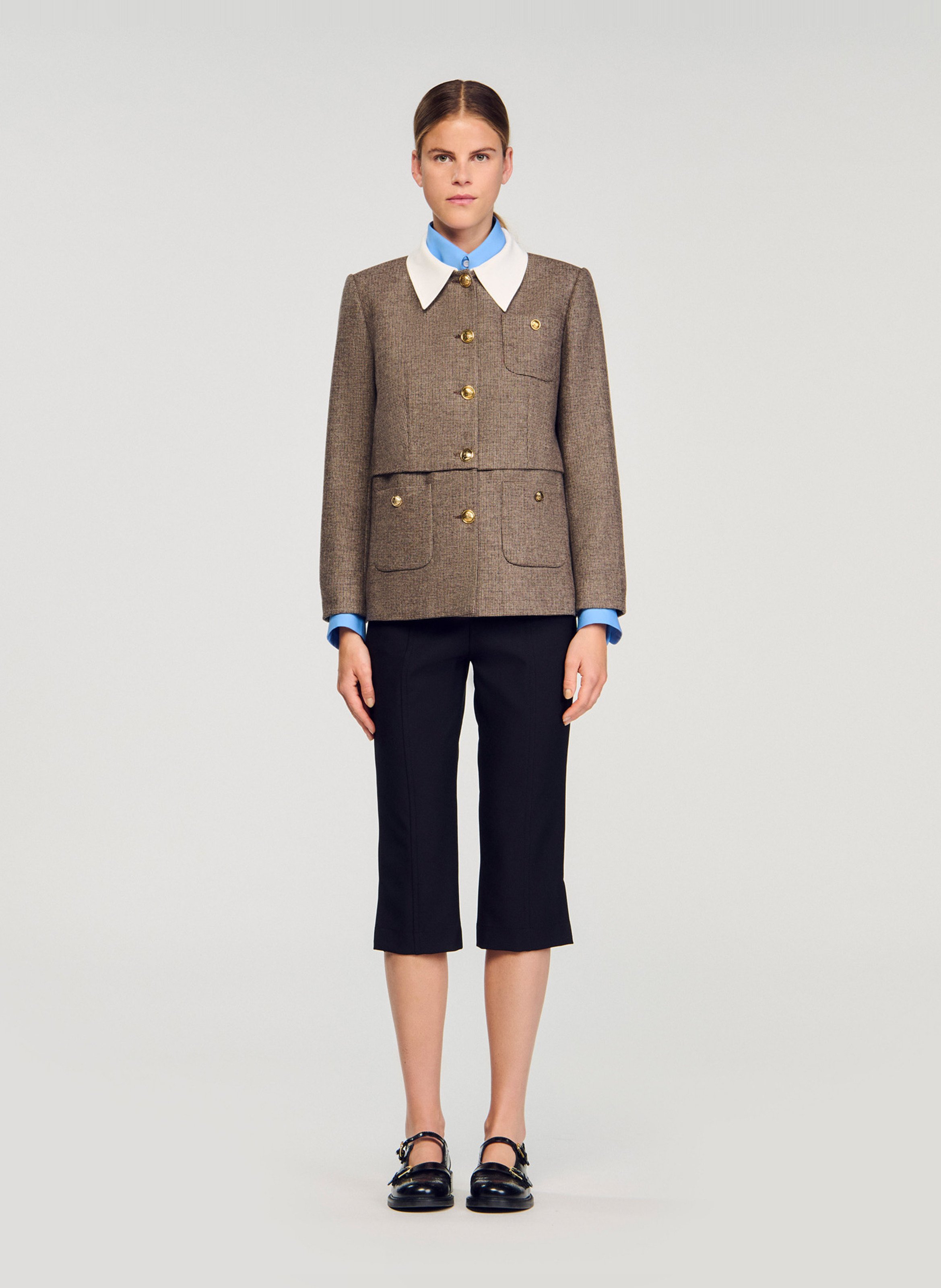 Rechte blazer met print SANDRO Bruin