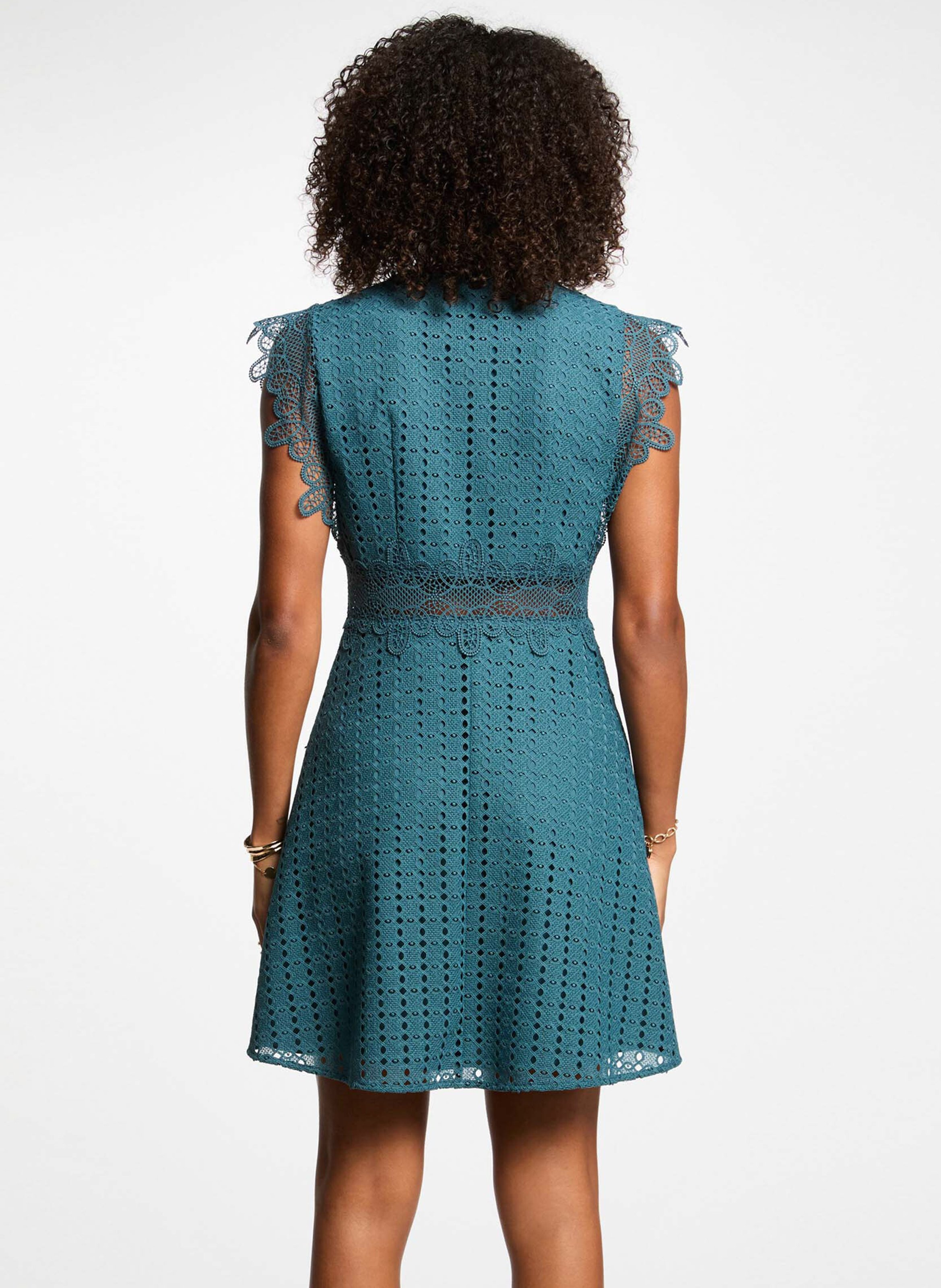 Short lace round-neck dress MORGAN Blue