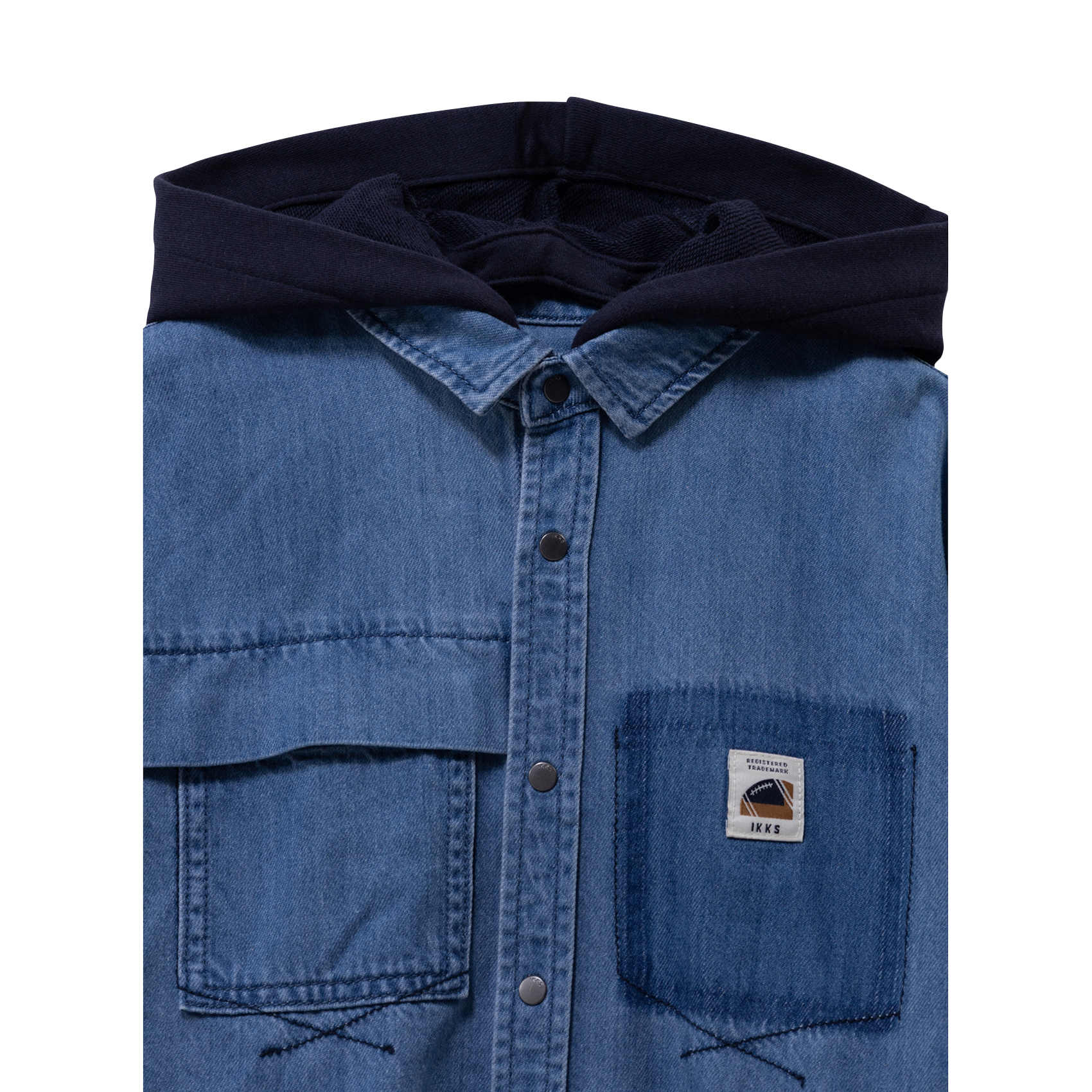 Recht overhemd met klassieke kraag | katoenblend IKKS JUNIOR Blauw
